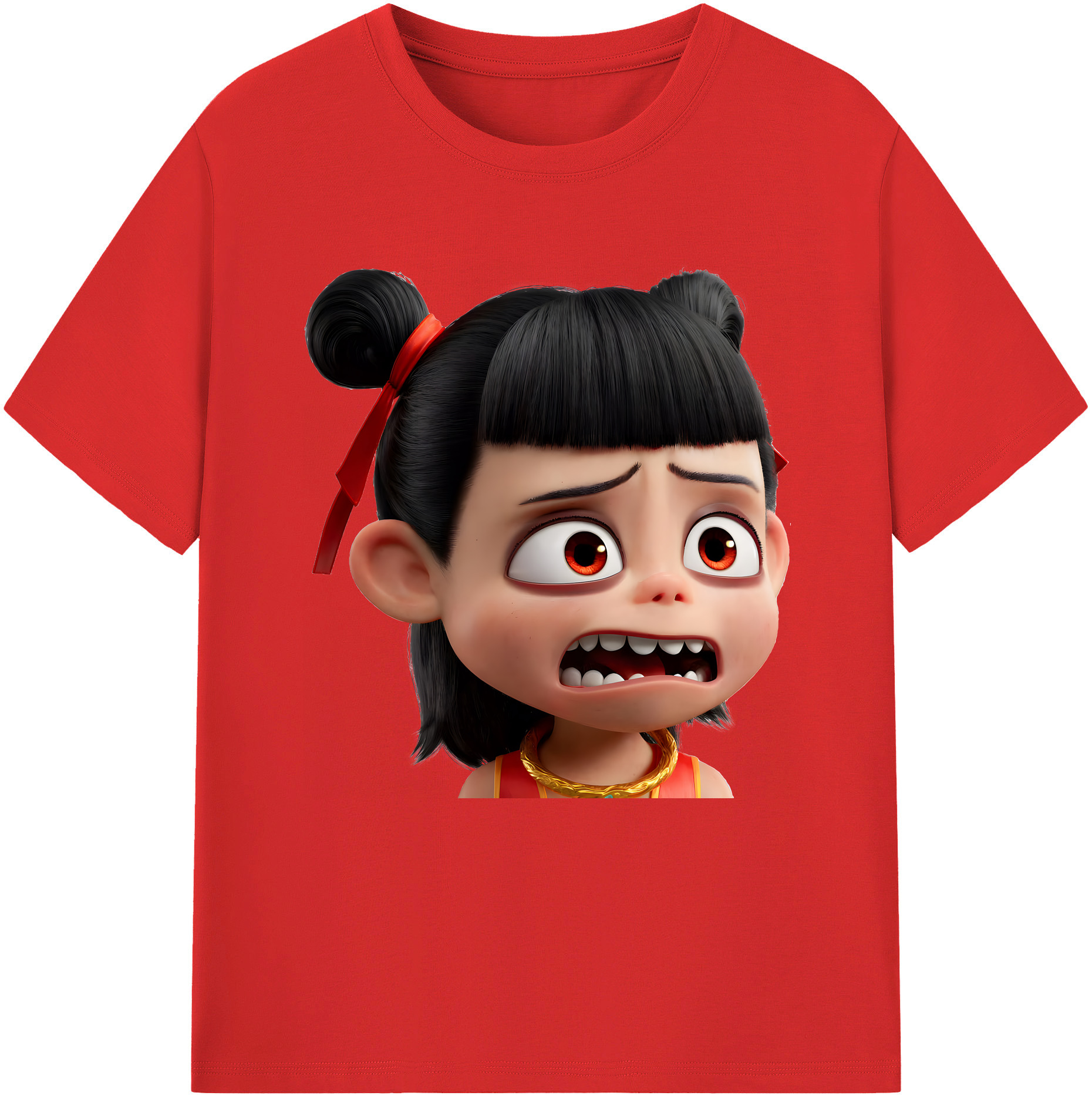 （画像用） Ne Zha 2 ナタ 魔童の大暴れ 綿100％半袖Tシャツ（フロントプリント）