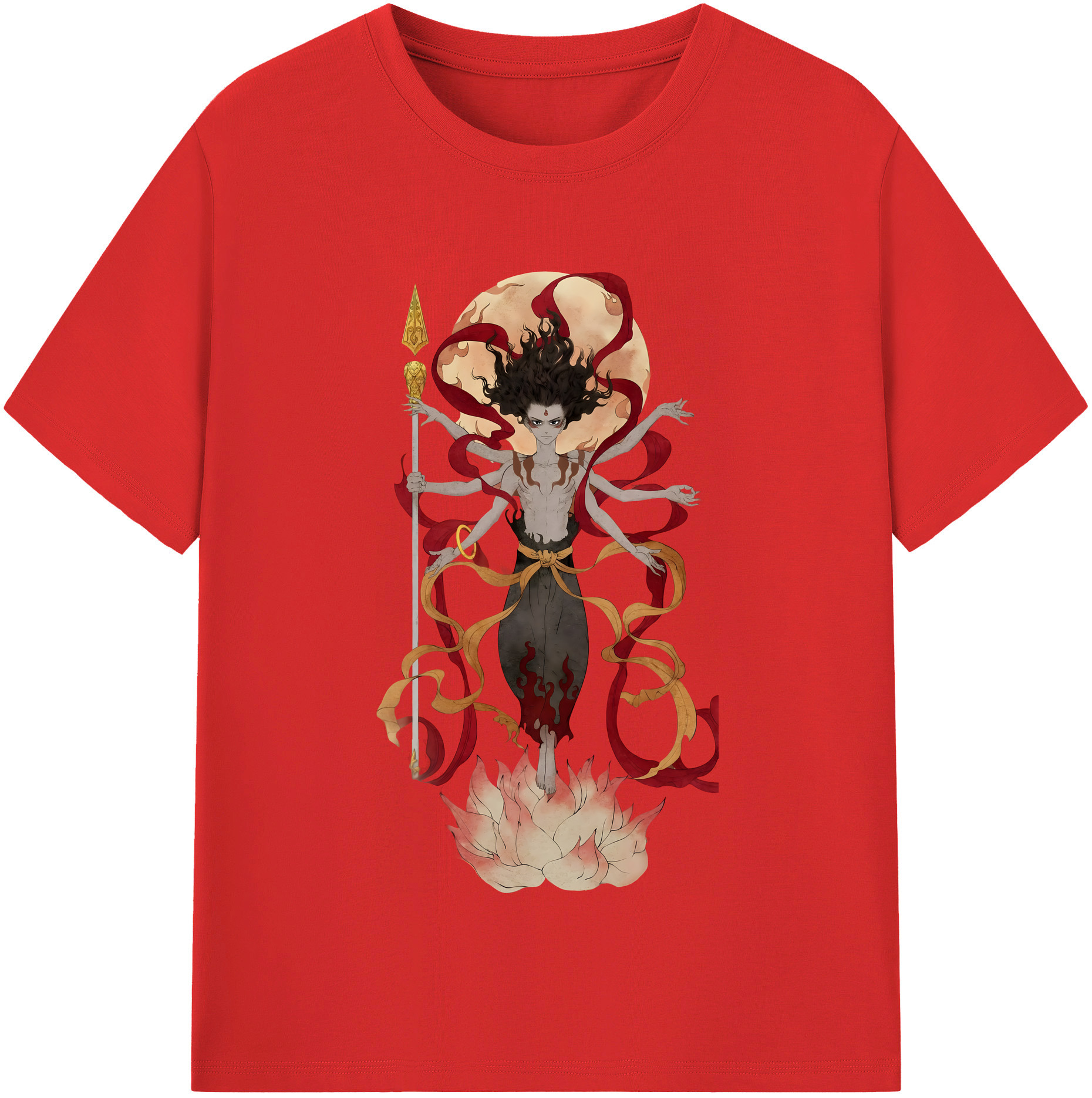 （画像用） Ne Zha 2 ナタ 魔童の大暴れ 綿100％半袖Tシャツ（フロントプリント）