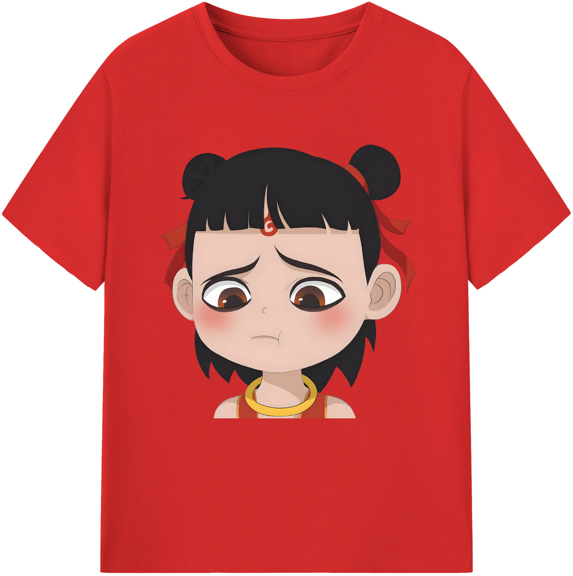 （画像用） Ne Zha 2 ナタ 魔童の大暴れ 綿100％半袖Tシャツ（フロントプリント）