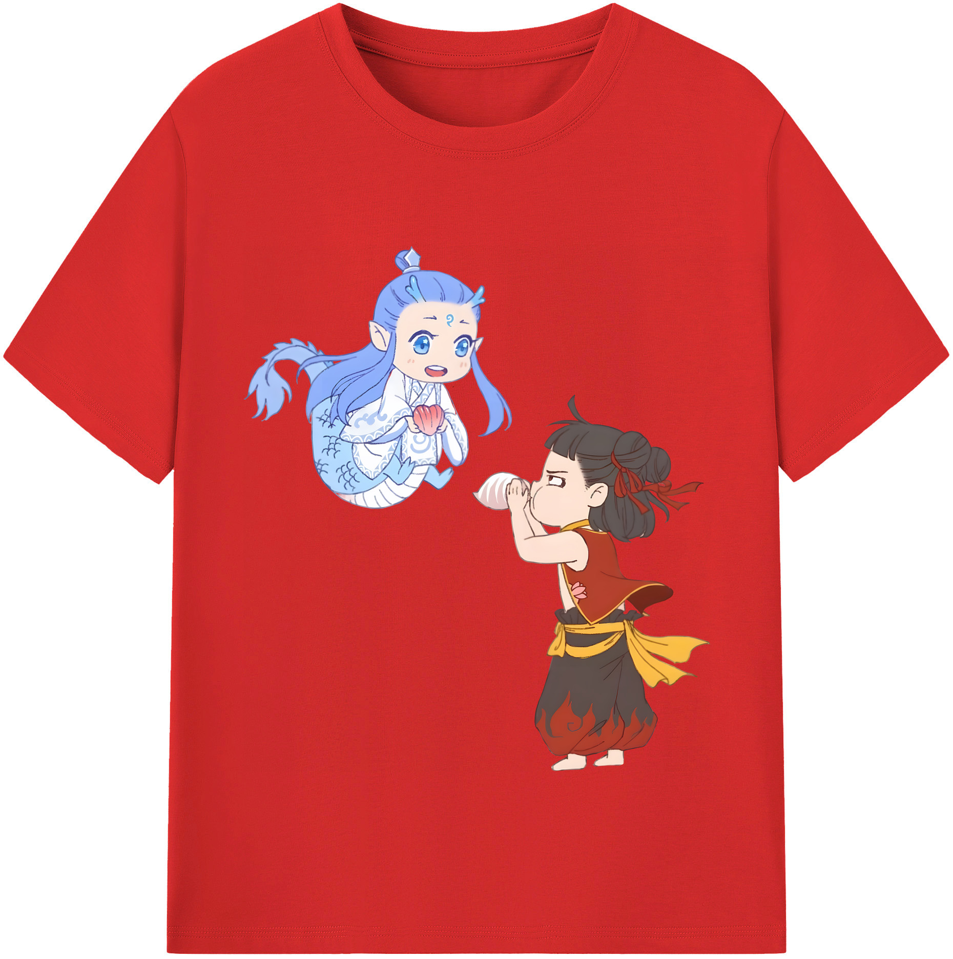 （画像用） Ne Zha 2 ナタ 魔童の大暴れ 綿100％半袖Tシャツ（フロントプリント）