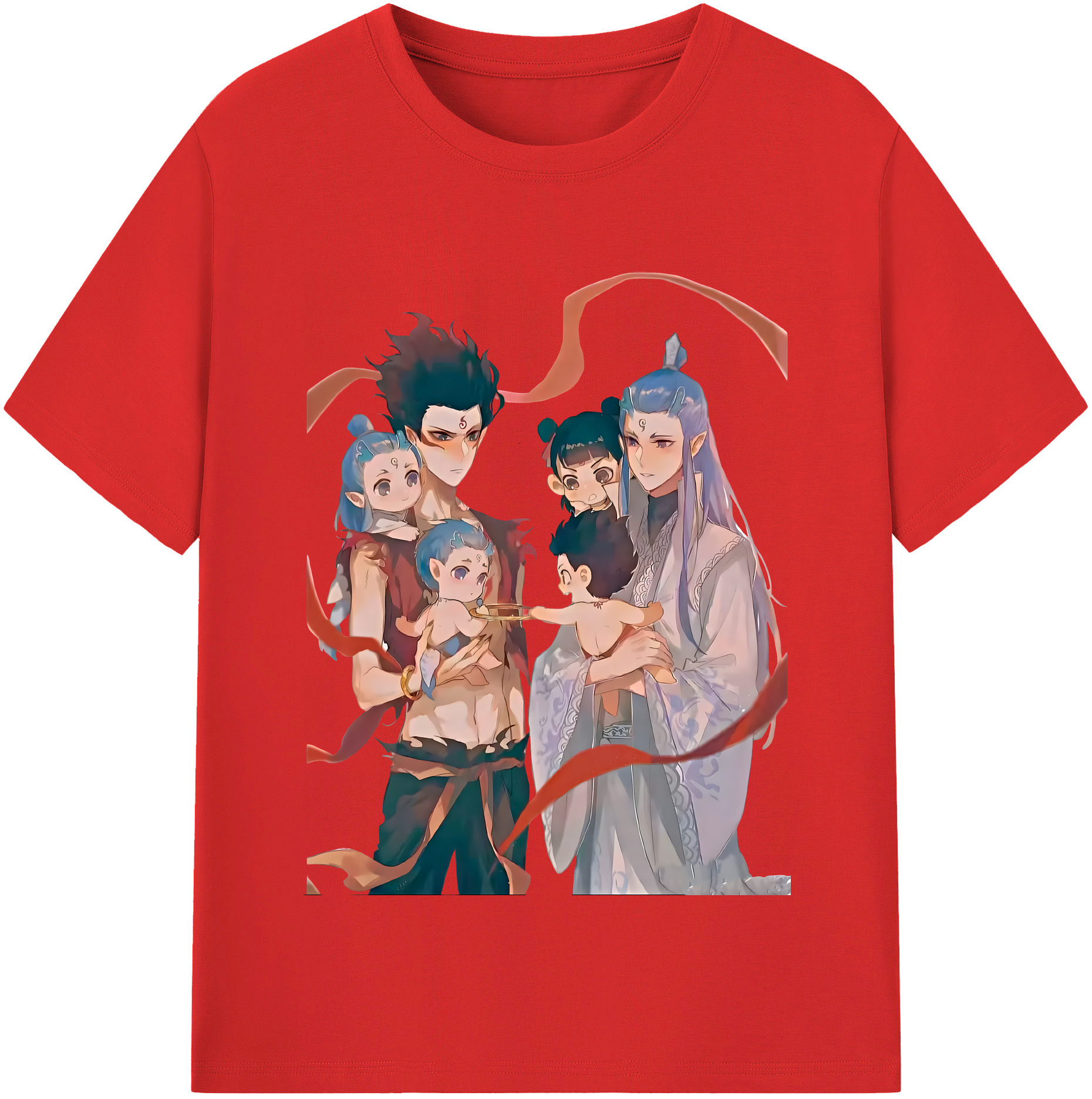 （画像用） Ne Zha 2 ナタ 魔童の大暴れ 綿100％半袖Tシャツ（フロントプリント）