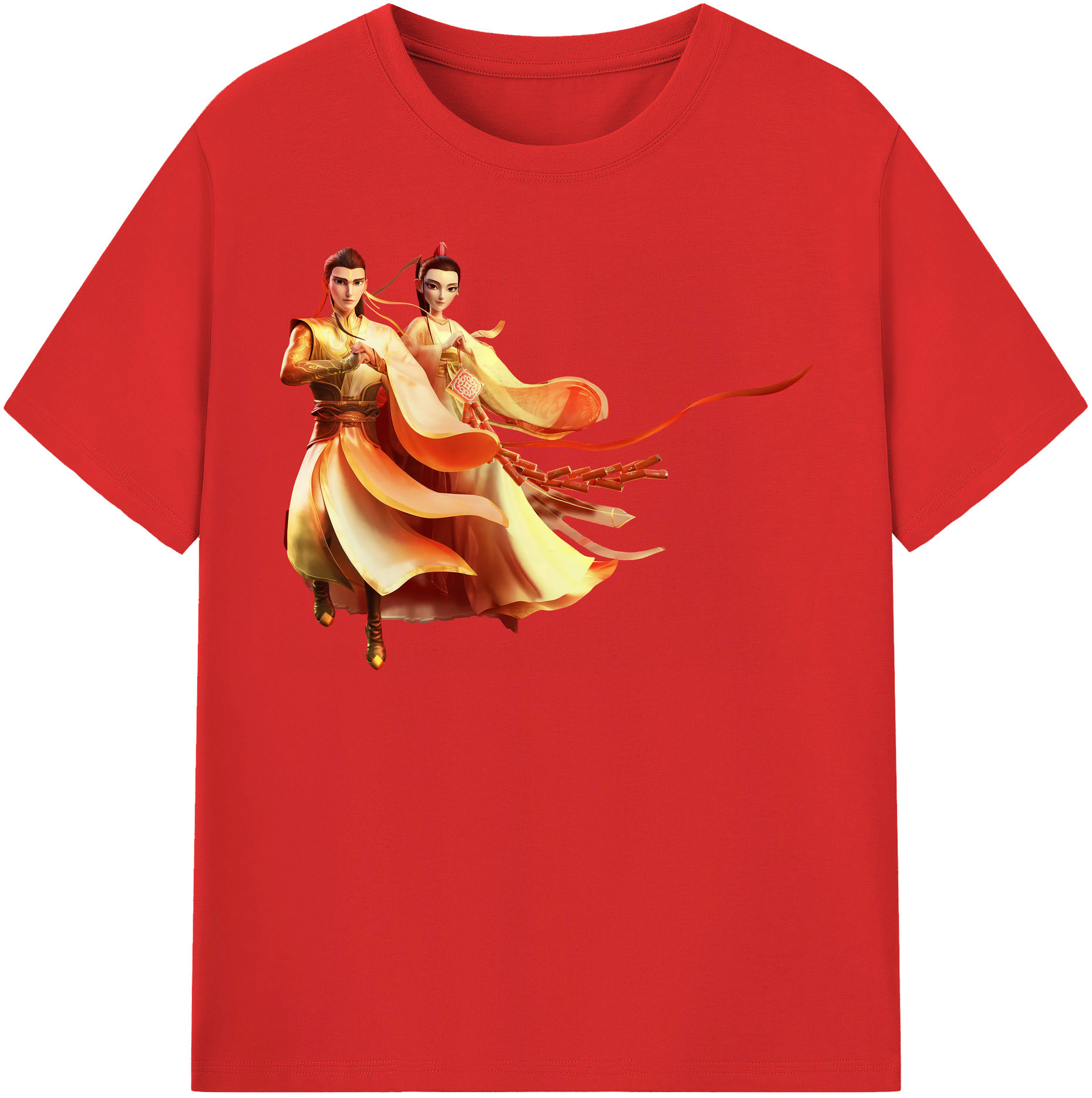 （画像用） Ne Zha 2 ナタ 魔童の大暴れ 綿100％半袖Tシャツ（フロントプリント）