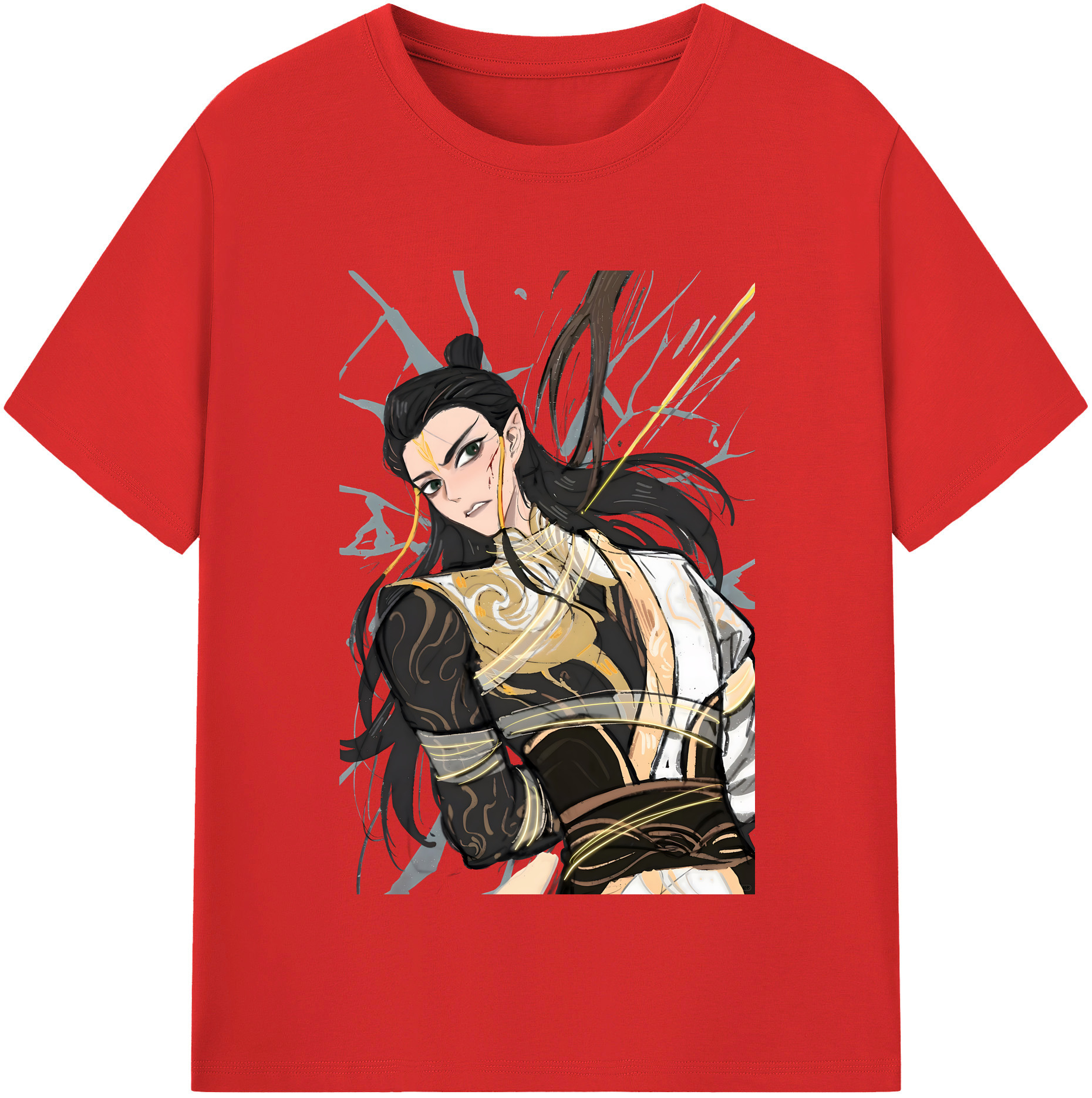 （画像用） Ne Zha 2 ナタ 魔童の大暴れ 綿100％半袖Tシャツ（フロントプリント）