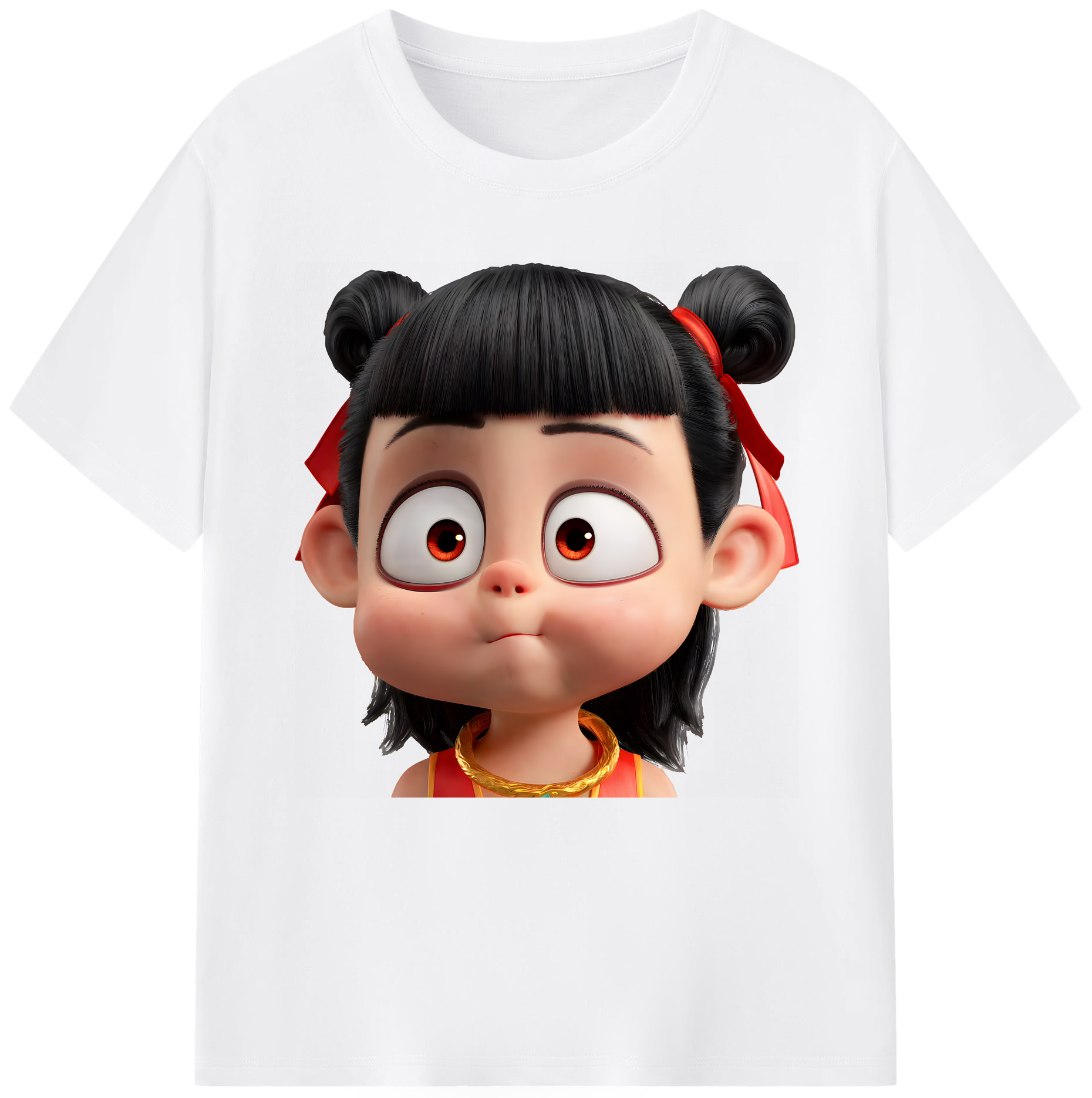 （画像用） Ne Zha 2 ナタ 魔童の大暴れ 綿100％半袖Tシャツ（フロントプリント）