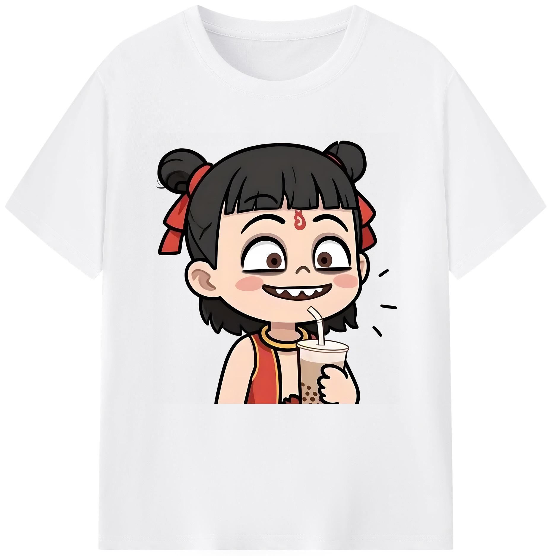 （画像用） Ne Zha 2 ナタ 魔童の大暴れ 綿100％半袖Tシャツ（フロントプリント）