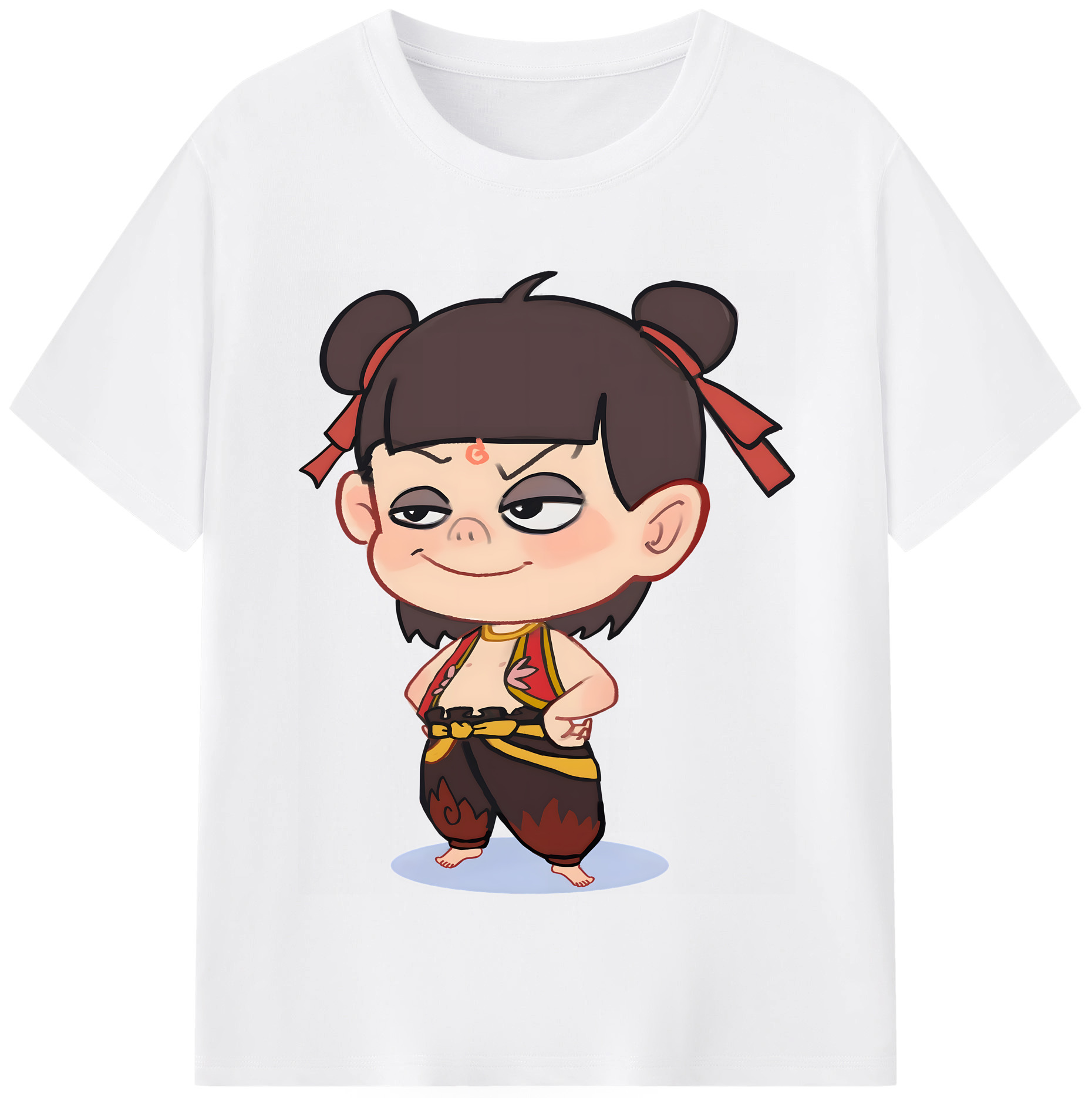 （画像用） Ne Zha 2 ナタ 魔童の大暴れ 綿100％半袖Tシャツ（フロントプリント）