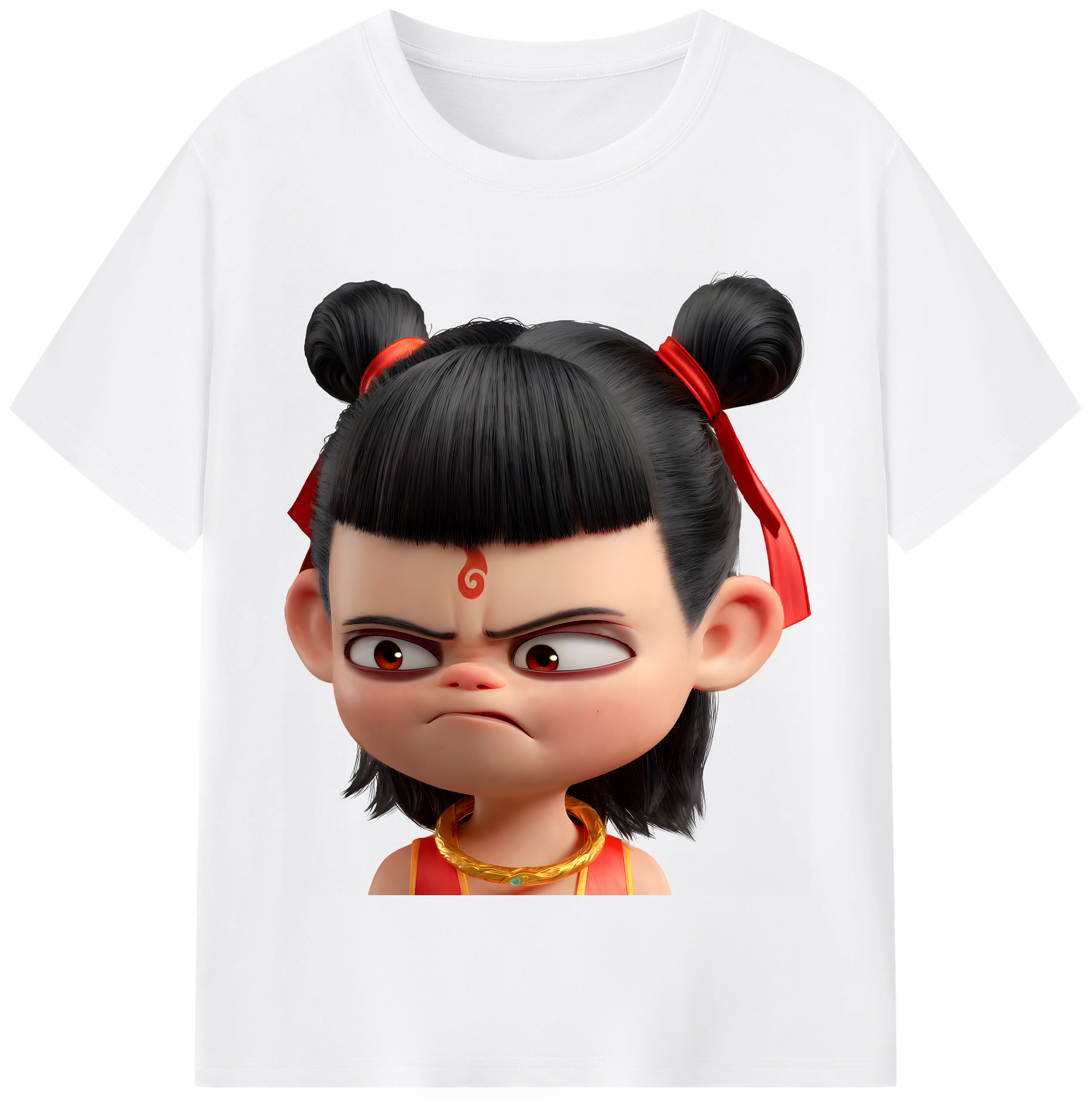 （画像用） Ne Zha 2 ナタ 魔童の大暴れ 綿100％半袖Tシャツ（フロントプリント）