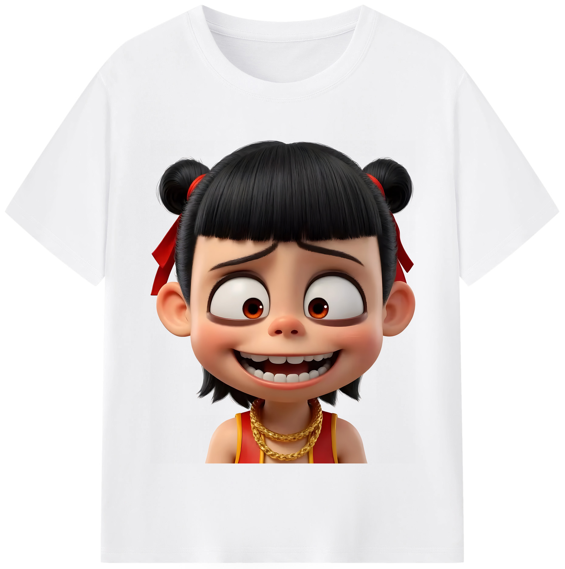 （画像用） Ne Zha 2 ナタ 魔童の大暴れ 綿100％半袖Tシャツ（フロントプリント）