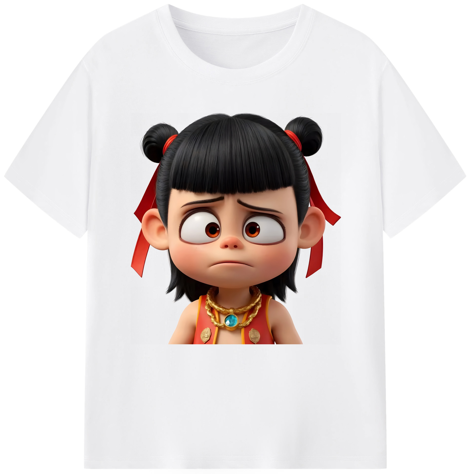 （画像用） Ne Zha 2 ナタ 魔童の大暴れ 綿100％半袖Tシャツ（フロントプリント）
