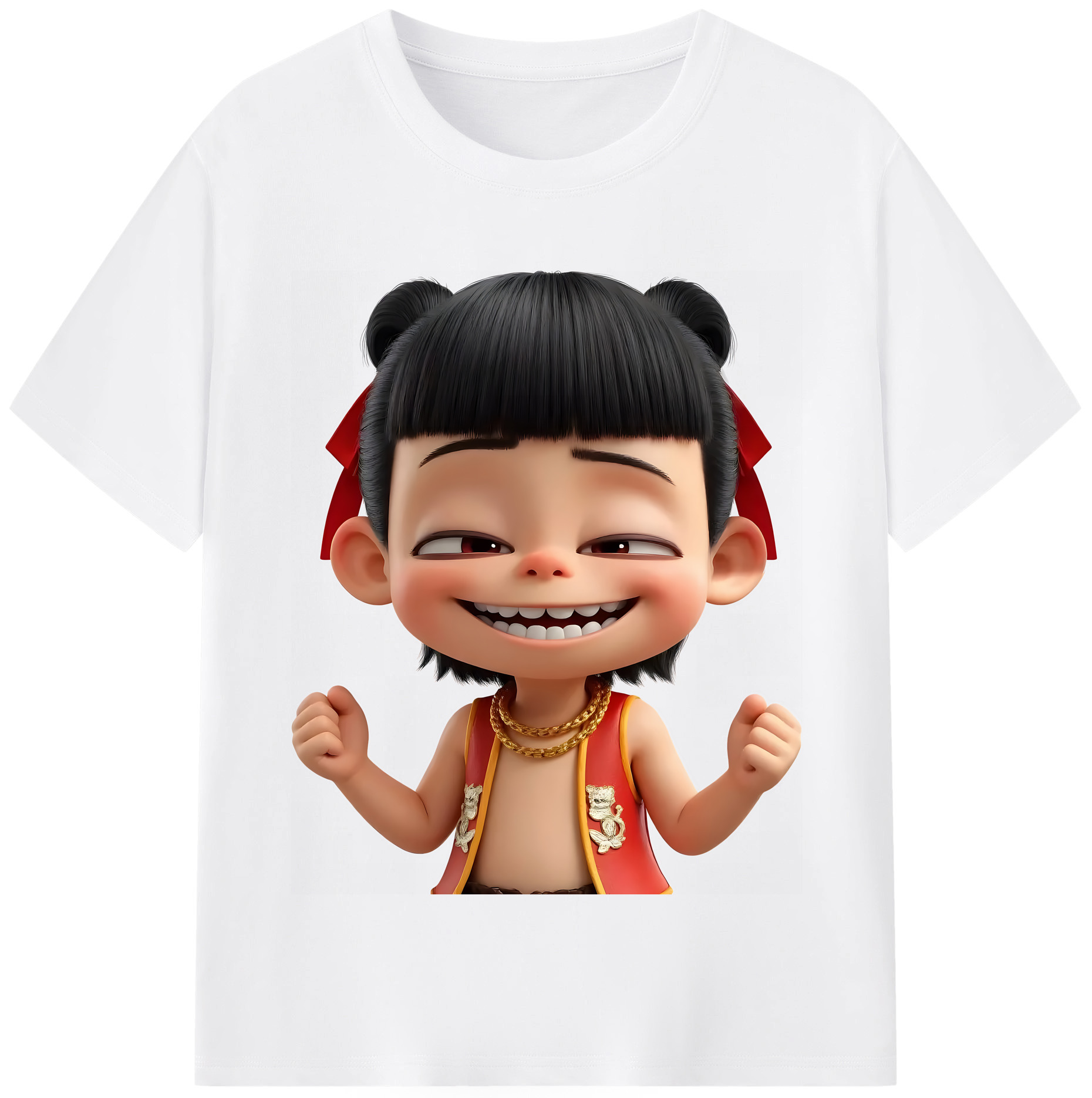 （画像用） Ne Zha 2 ナタ 魔童の大暴れ 綿100％半袖Tシャツ（フロントプリント）
