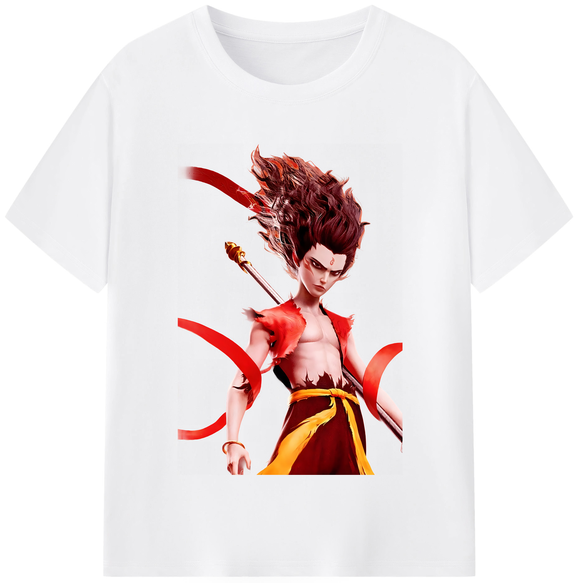 （画像用） Ne Zha 2 ナタ 魔童の大暴れ 綿100％半袖Tシャツ（フロントプリント）