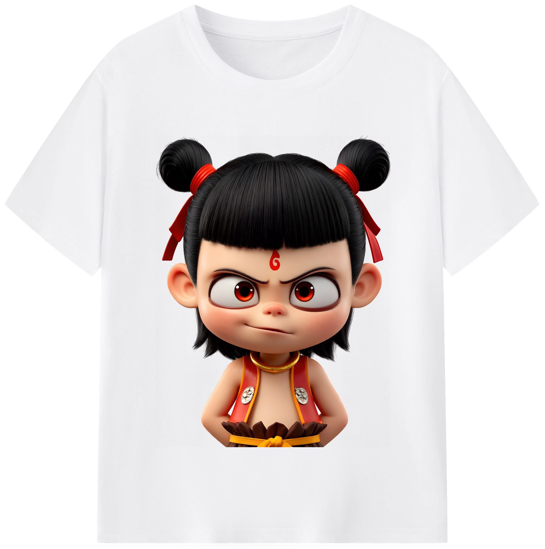 （画像用） Ne Zha 2 ナタ 魔童の大暴れ 綿100％半袖Tシャツ（フロントプリント）