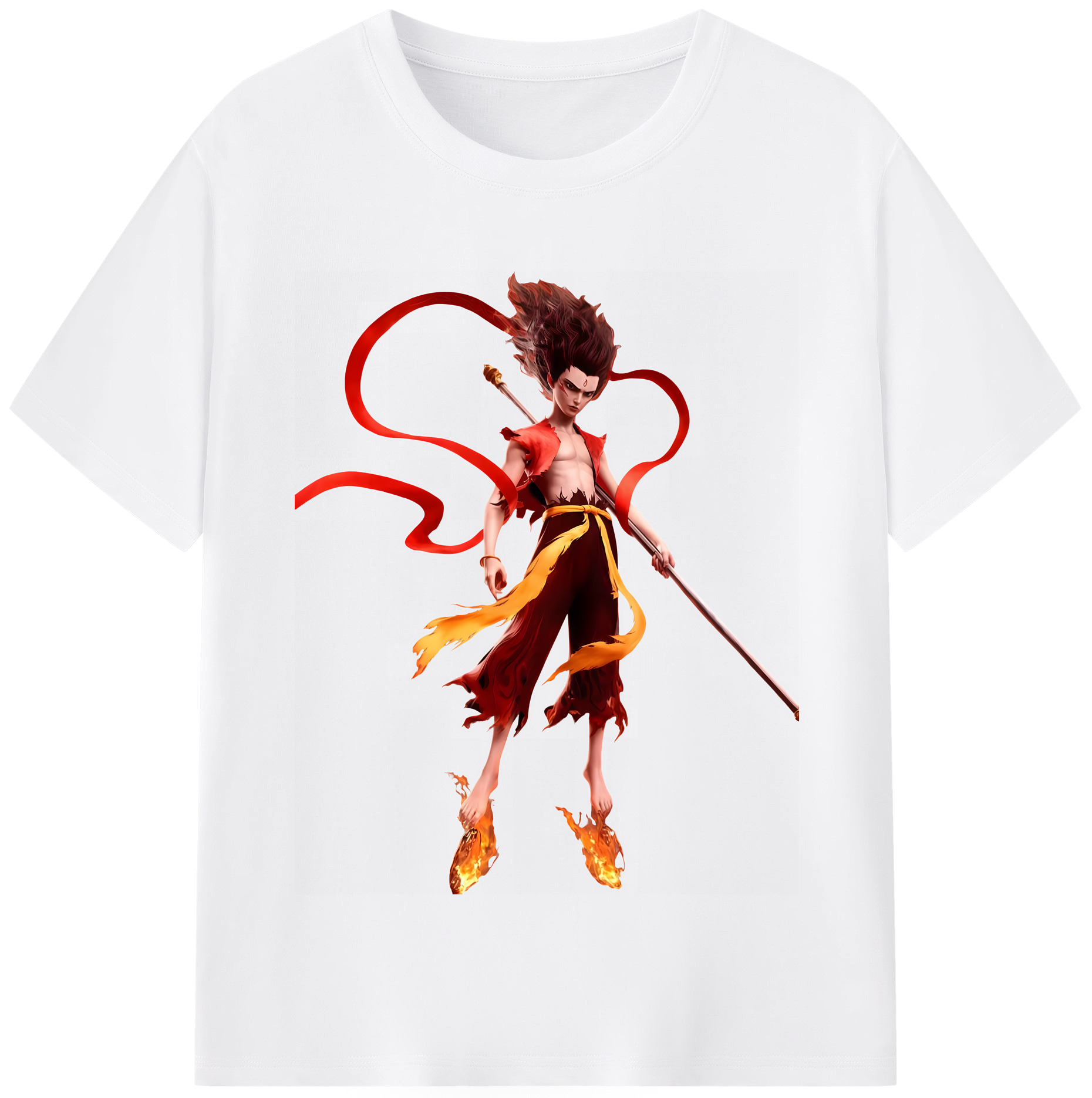 （画像用） Ne Zha 2 ナタ 魔童の大暴れ 綿100％半袖Tシャツ（フロントプリント）