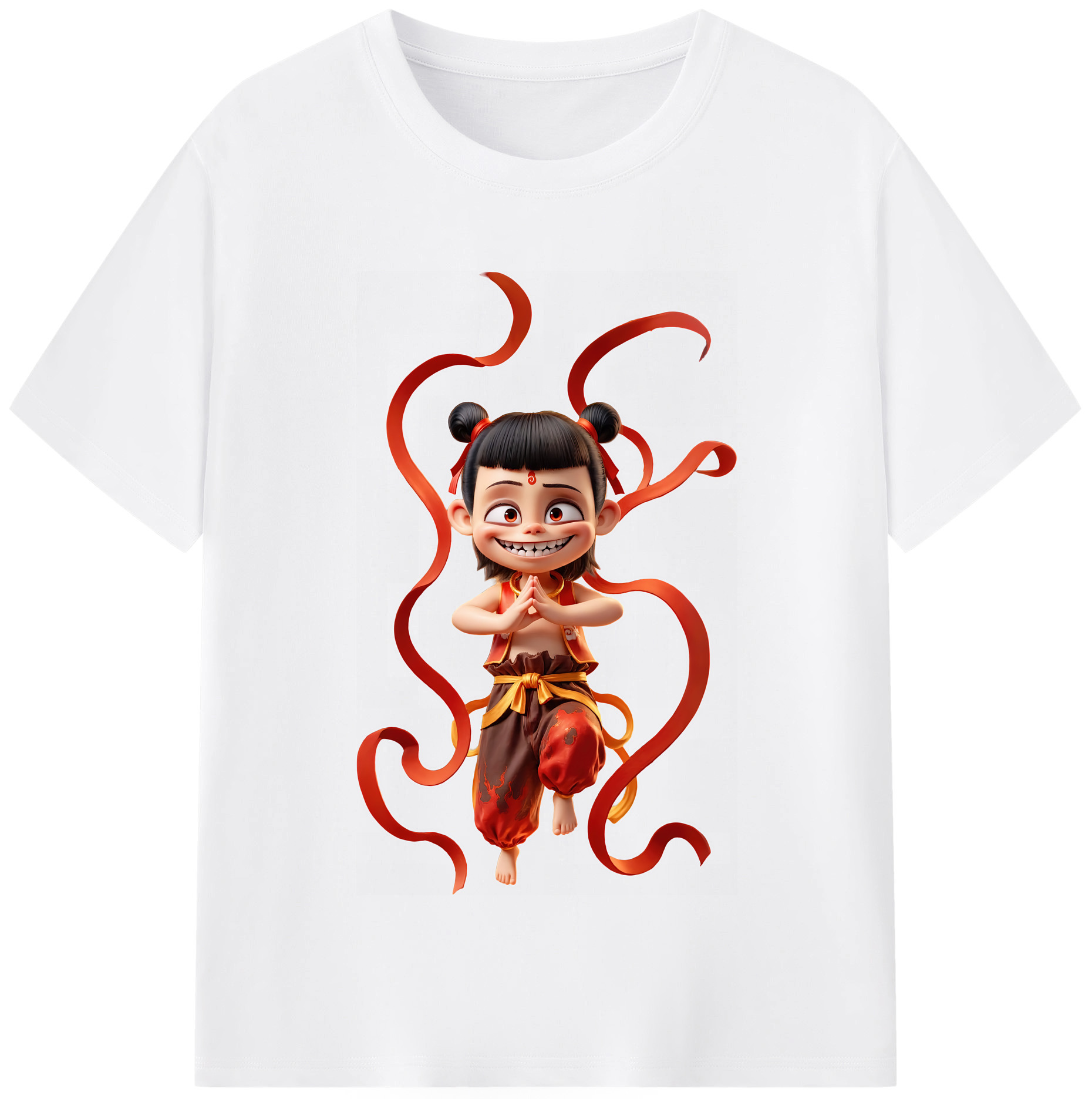 （画像用） Ne Zha 2 ナタ 魔童の大暴れ 綿100％半袖Tシャツ（フロントプリント）