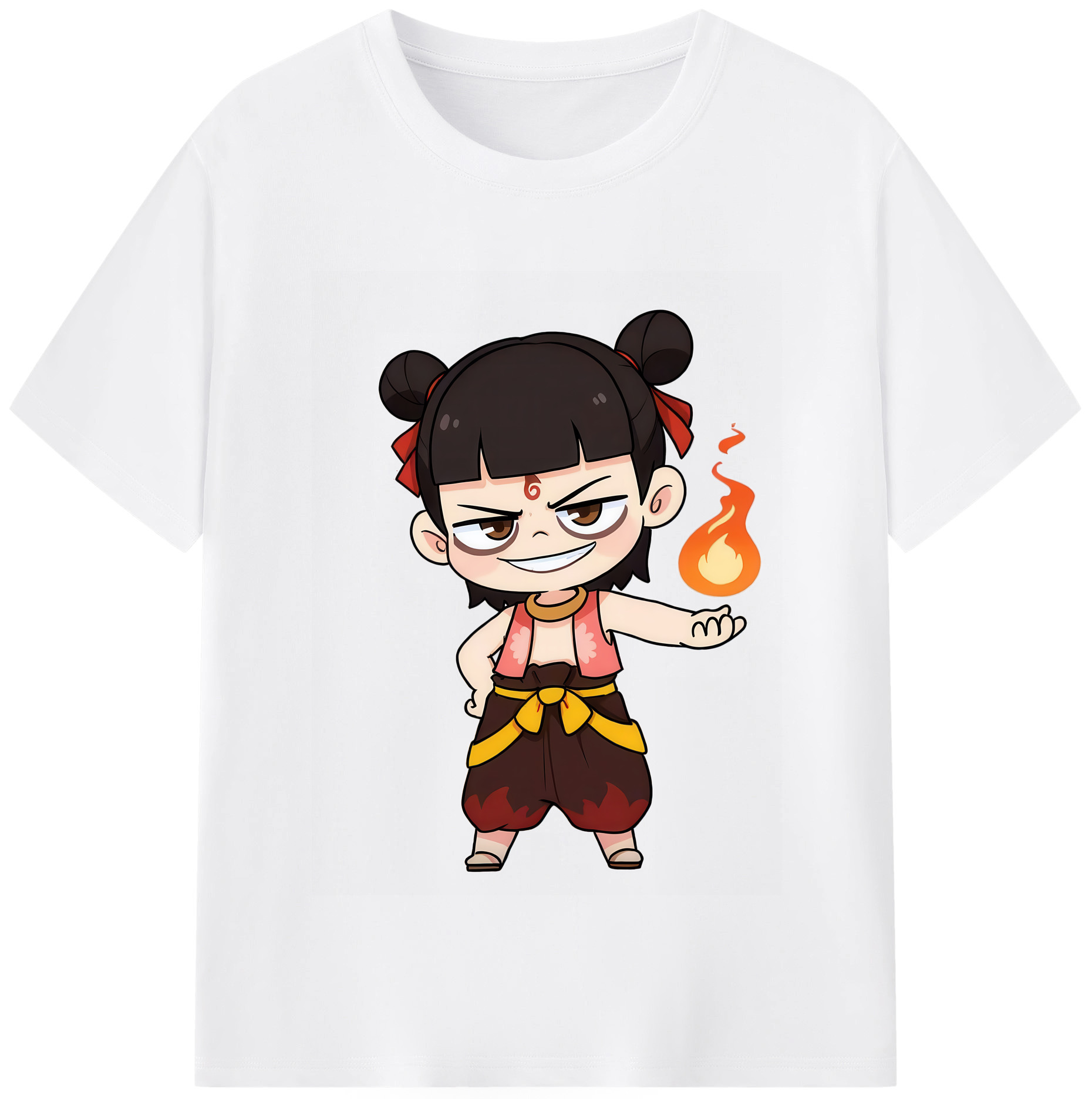 （画像用） Ne Zha 2 ナタ 魔童の大暴れ 綿100％半袖Tシャツ（フロントプリント）
