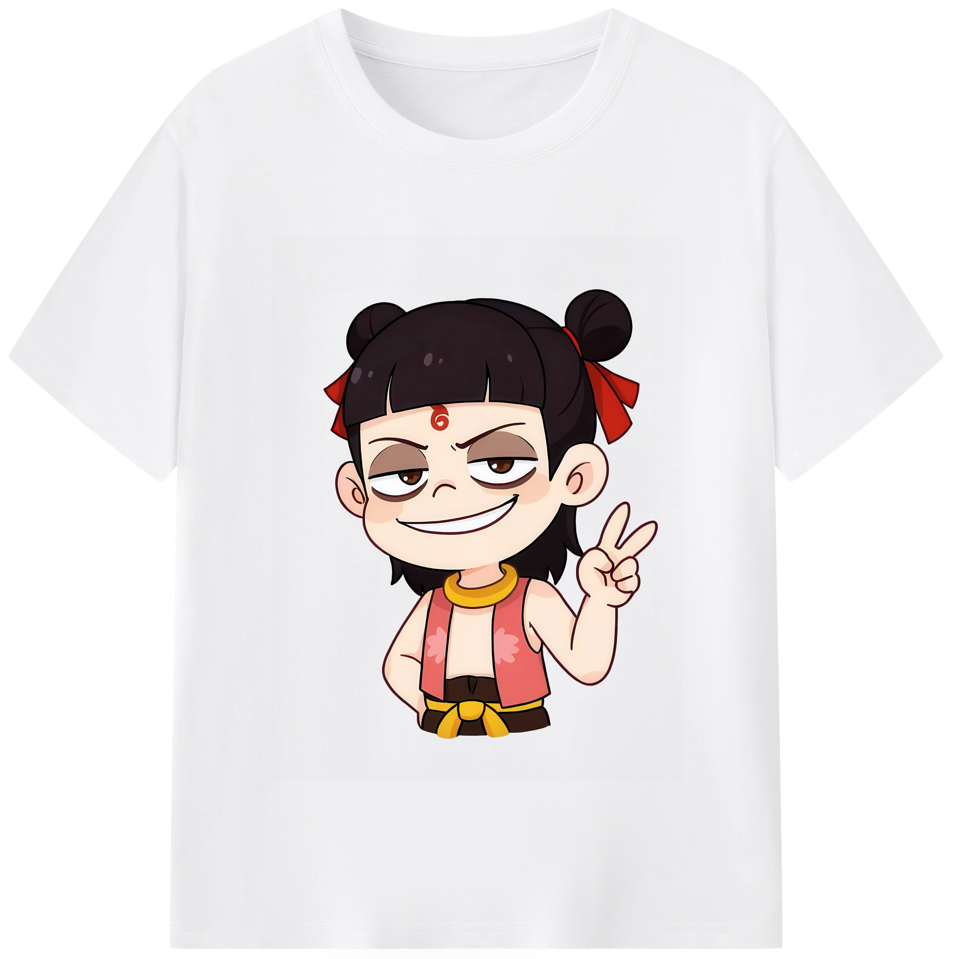 （画像用） Ne Zha 2 ナタ 魔童の大暴れ 綿100％半袖Tシャツ（フロントプリント）