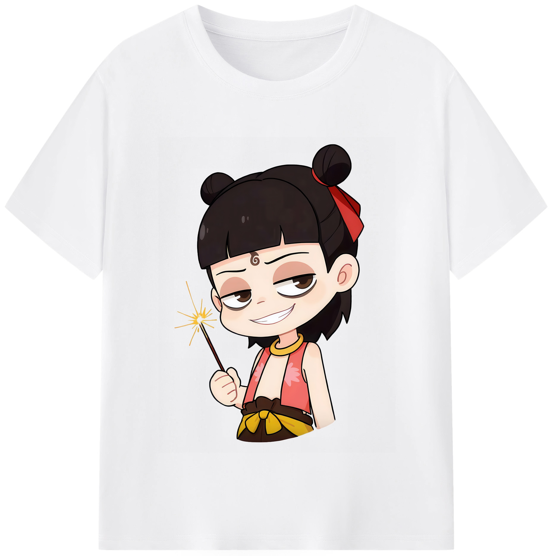 （画像用） Ne Zha 2 ナタ 魔童の大暴れ 綿100％半袖Tシャツ（フロントプリント）