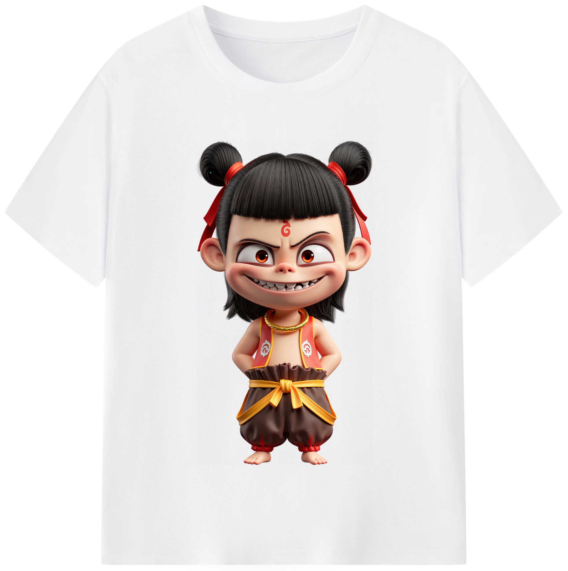 （画像用） Ne Zha 2 ナタ 魔童の大暴れ 綿100％半袖Tシャツ（フロントプリント）