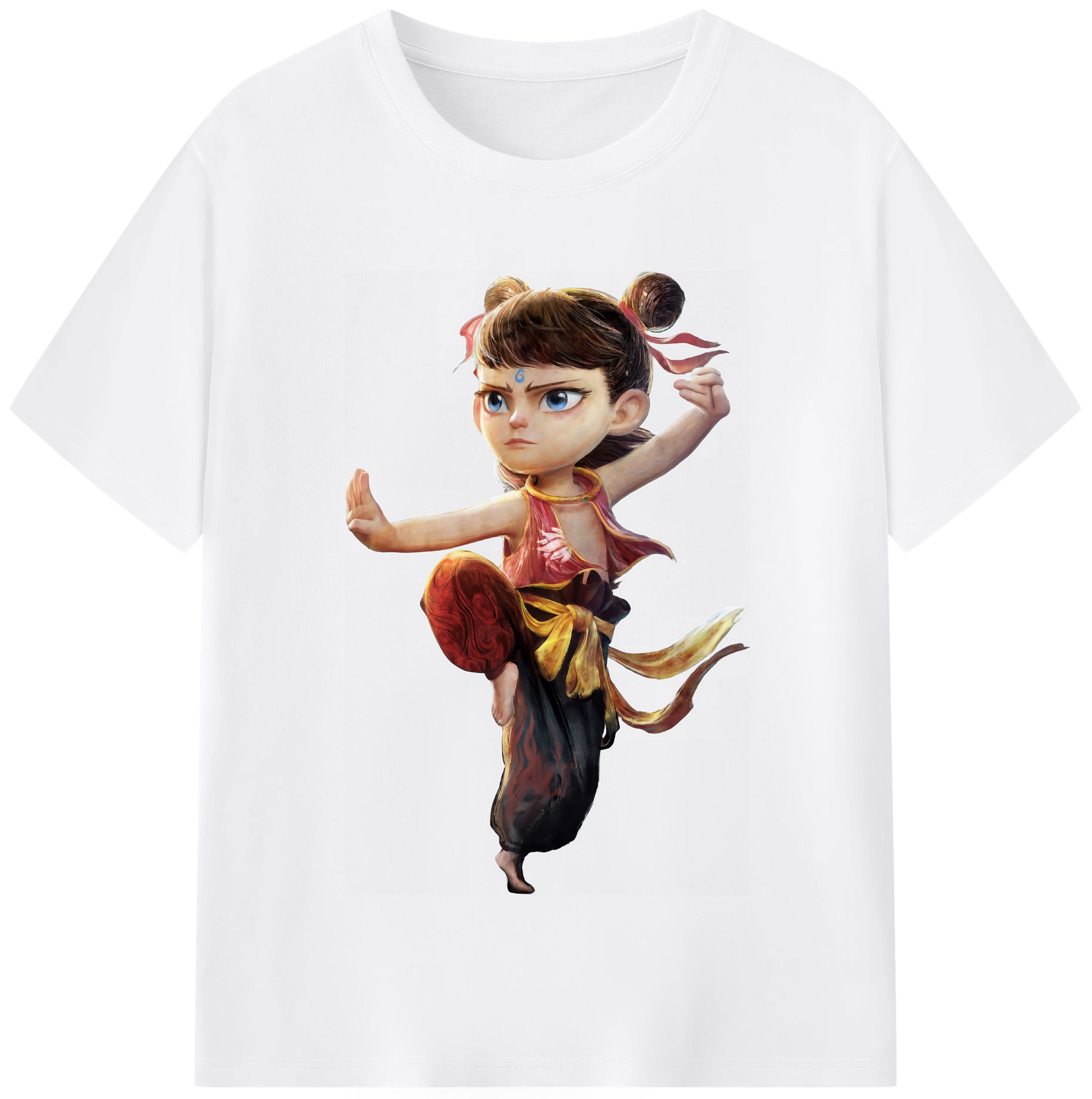 （画像用） Ne Zha 2 ナタ 魔童の大暴れ 綿100％半袖Tシャツ（フロントプリント）