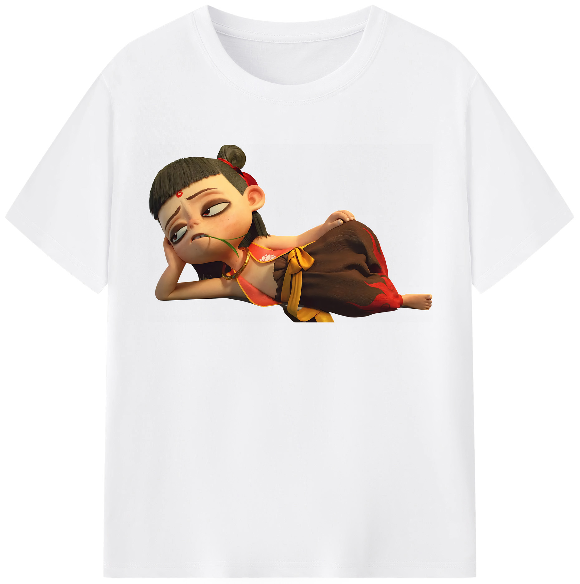 （画像用） Ne Zha 2 ナタ 魔童の大暴れ 綿100％半袖Tシャツ（フロントプリント）
