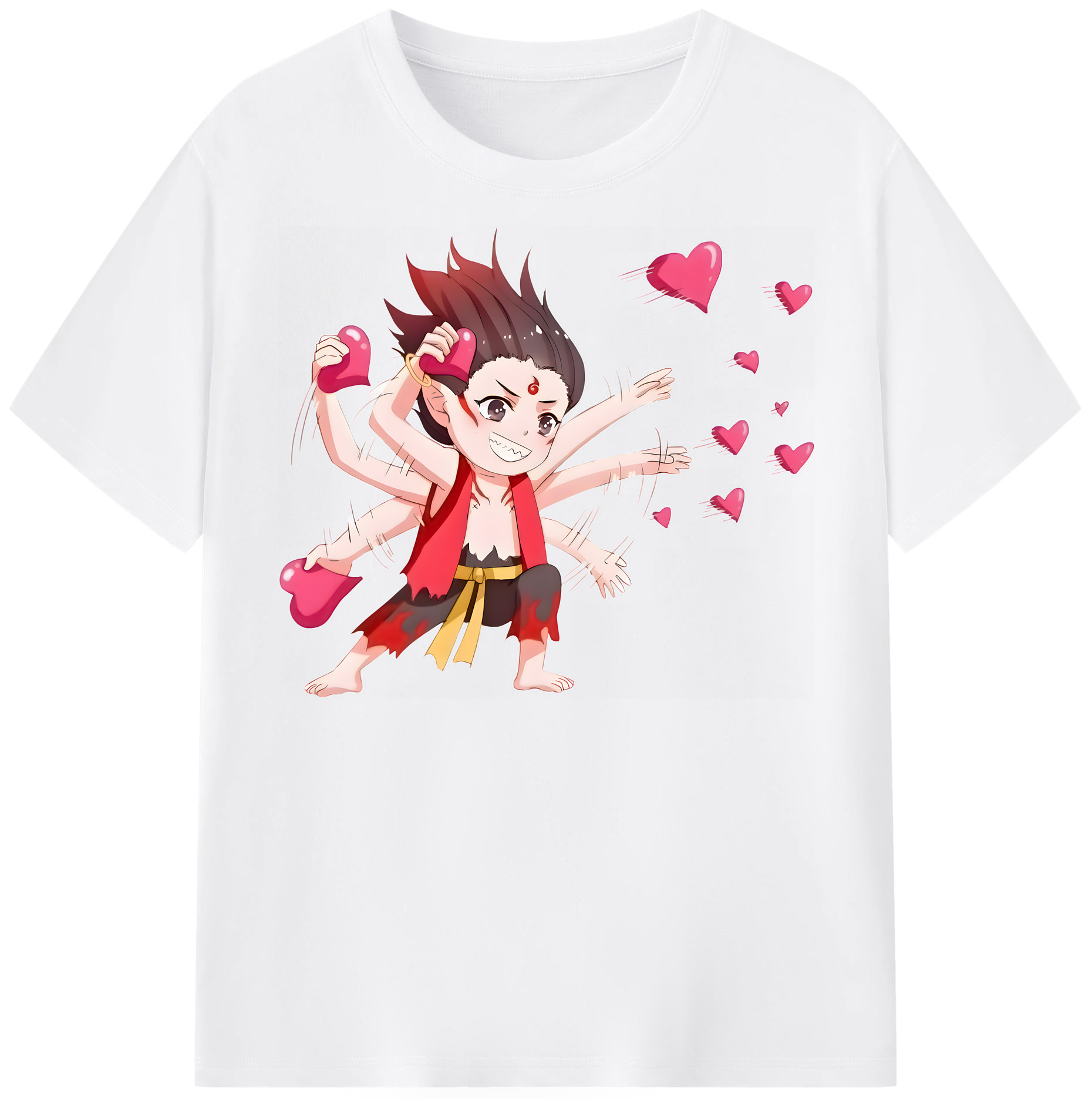 （画像用） Ne Zha 2 ナタ 魔童の大暴れ 綿100％半袖Tシャツ（フロントプリント）