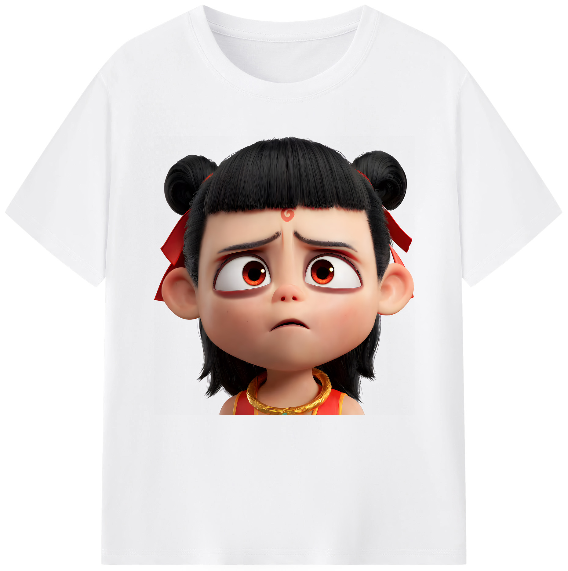 （画像用） Ne Zha 2 ナタ 魔童の大暴れ 綿100％半袖Tシャツ（フロントプリント）