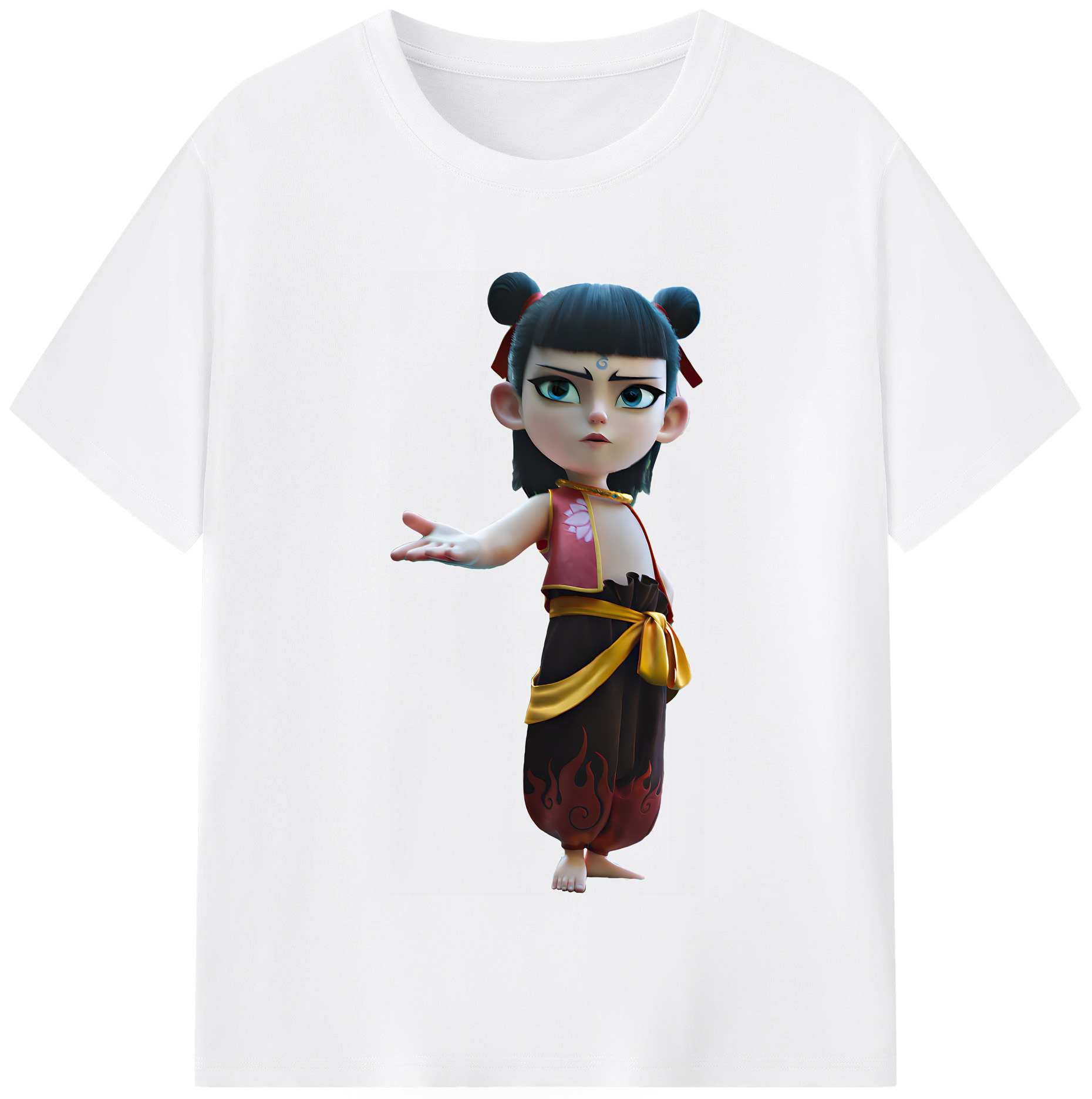 （画像用） Ne Zha 2 ナタ 魔童の大暴れ 綿100％半袖Tシャツ（フロントプリント）