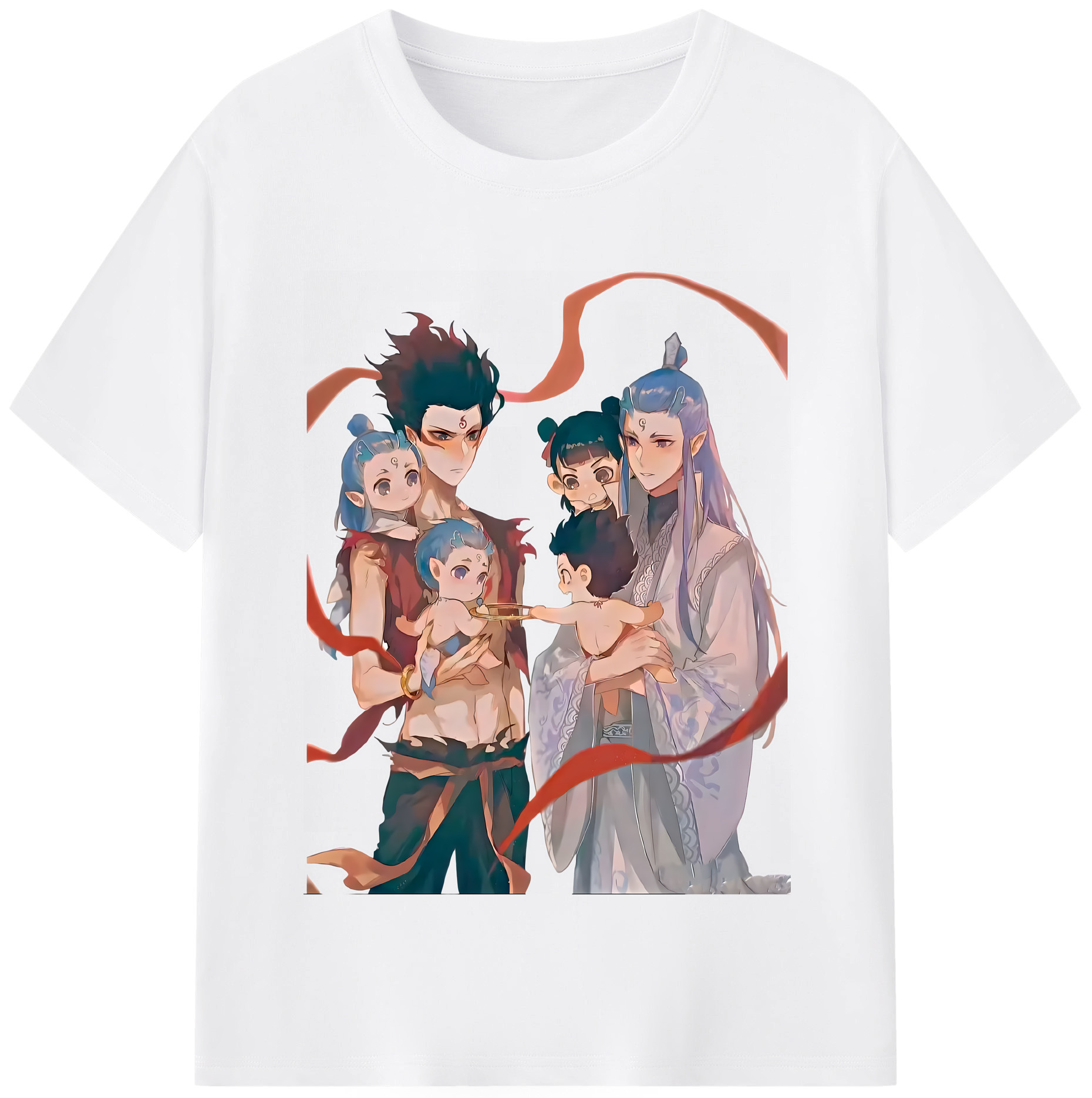 （画像用） Ne Zha 2 ナタ 魔童の大暴れ 綿100％半袖Tシャツ（フロントプリント）