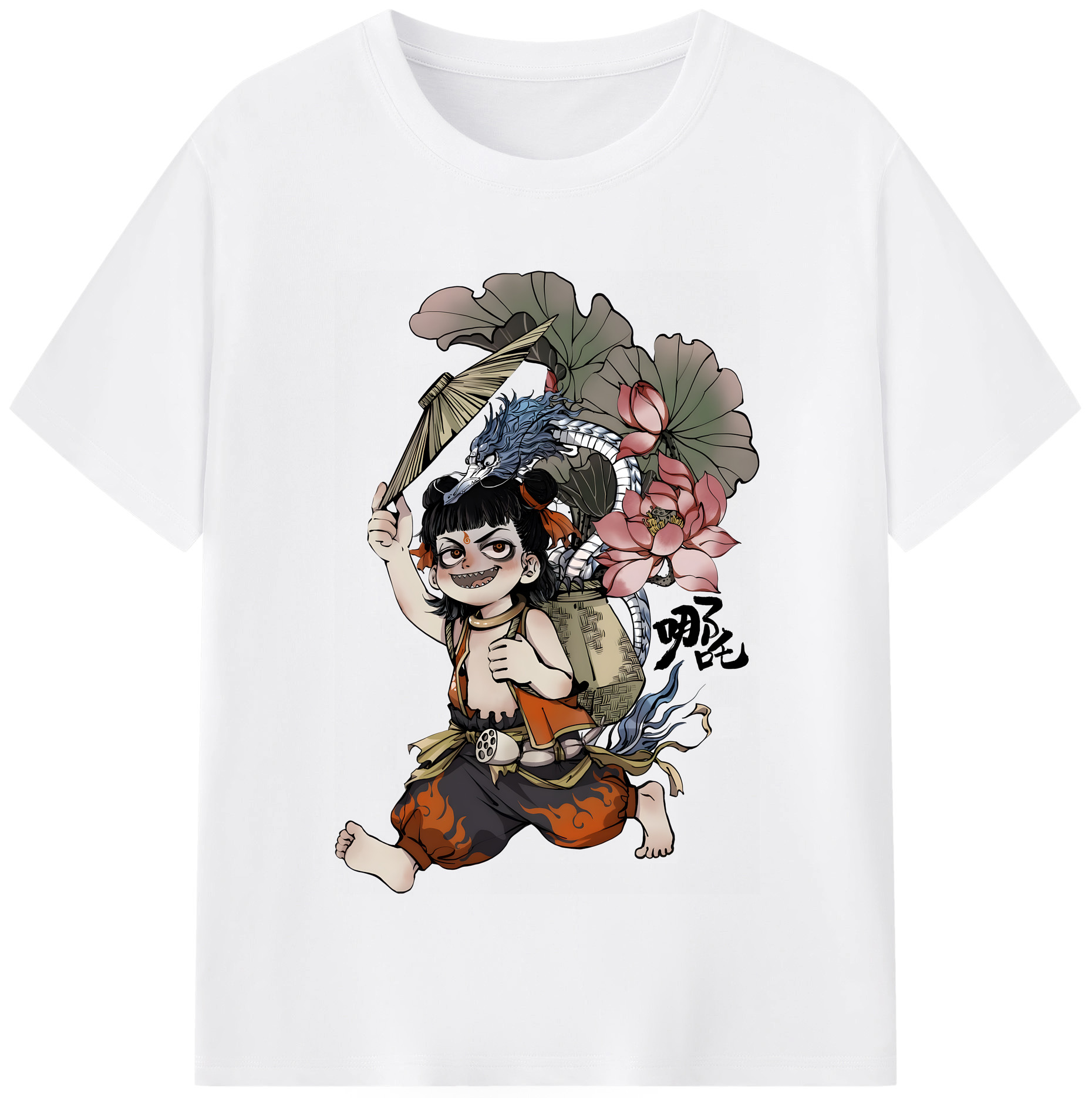 （画像用） Ne Zha 2 ナタ 魔童の大暴れ 綿100％半袖Tシャツ（フロントプリント）
