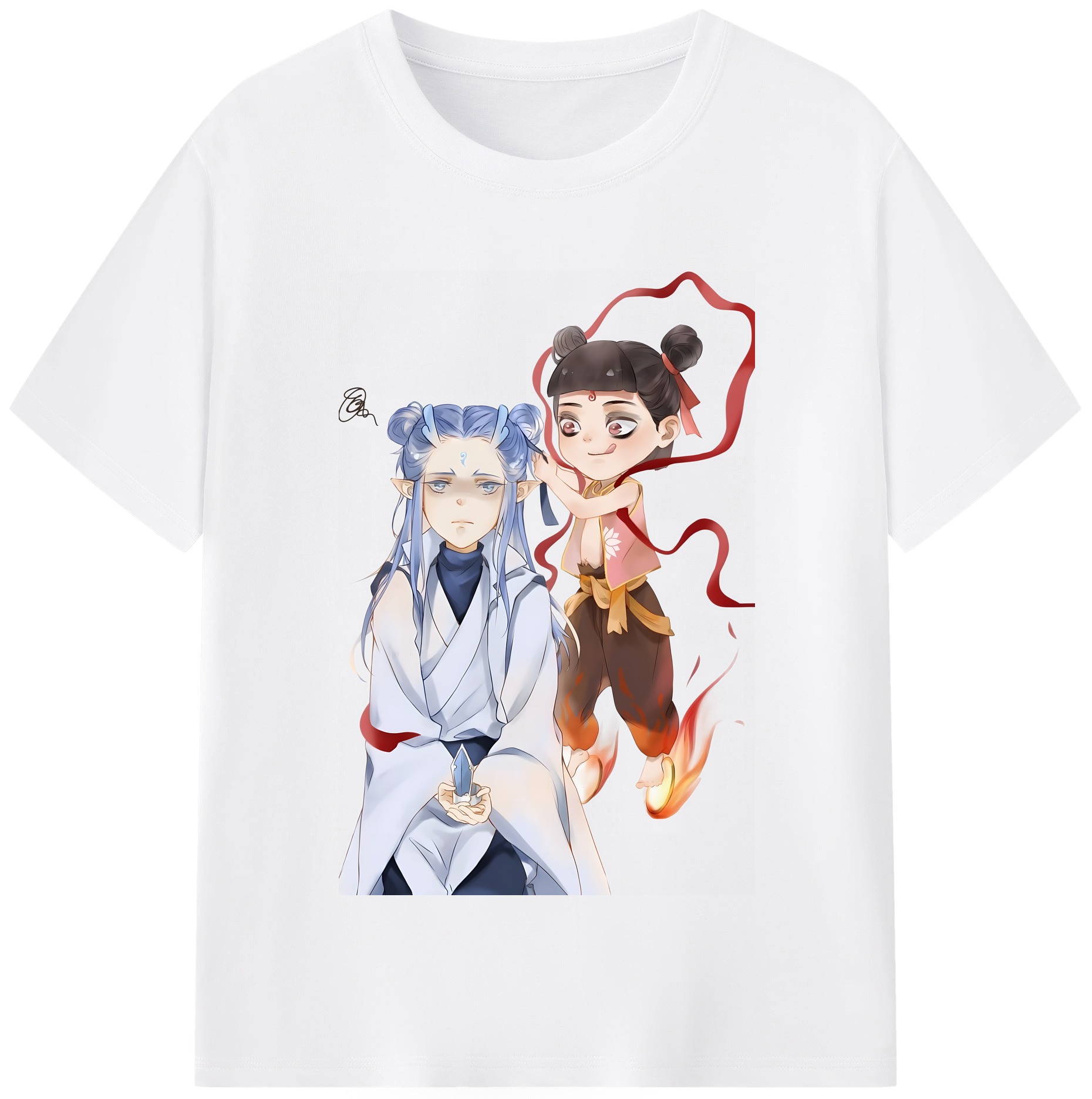 （画像用） Ne Zha 2 ナタ 魔童の大暴れ 綿100％半袖Tシャツ（フロントプリント）