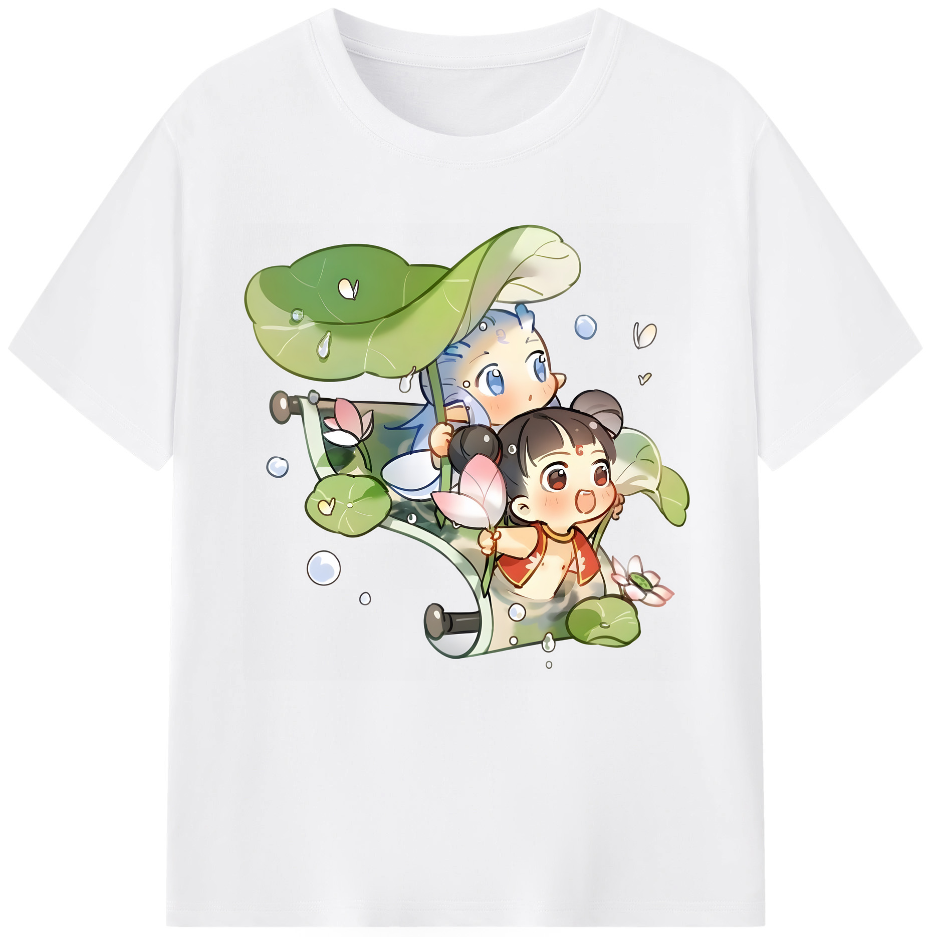（画像用） Ne Zha 2 ナタ 魔童の大暴れ 綿100％半袖Tシャツ（フロントプリント）