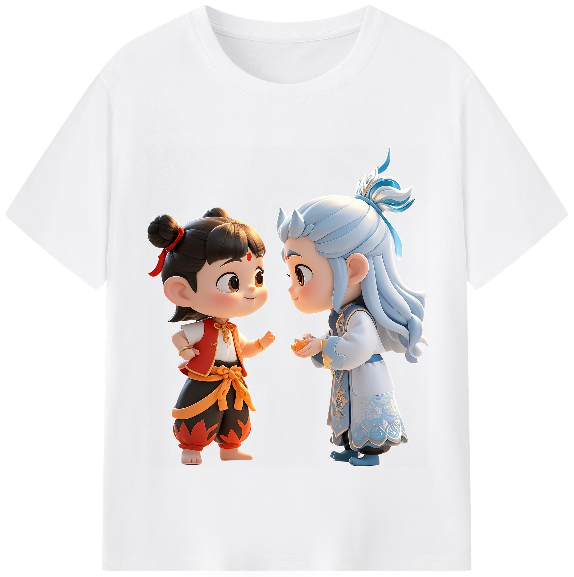 （画像用） Ne Zha 2 ナタ 魔童の大暴れ 綿100％半袖Tシャツ（フロントプリント）