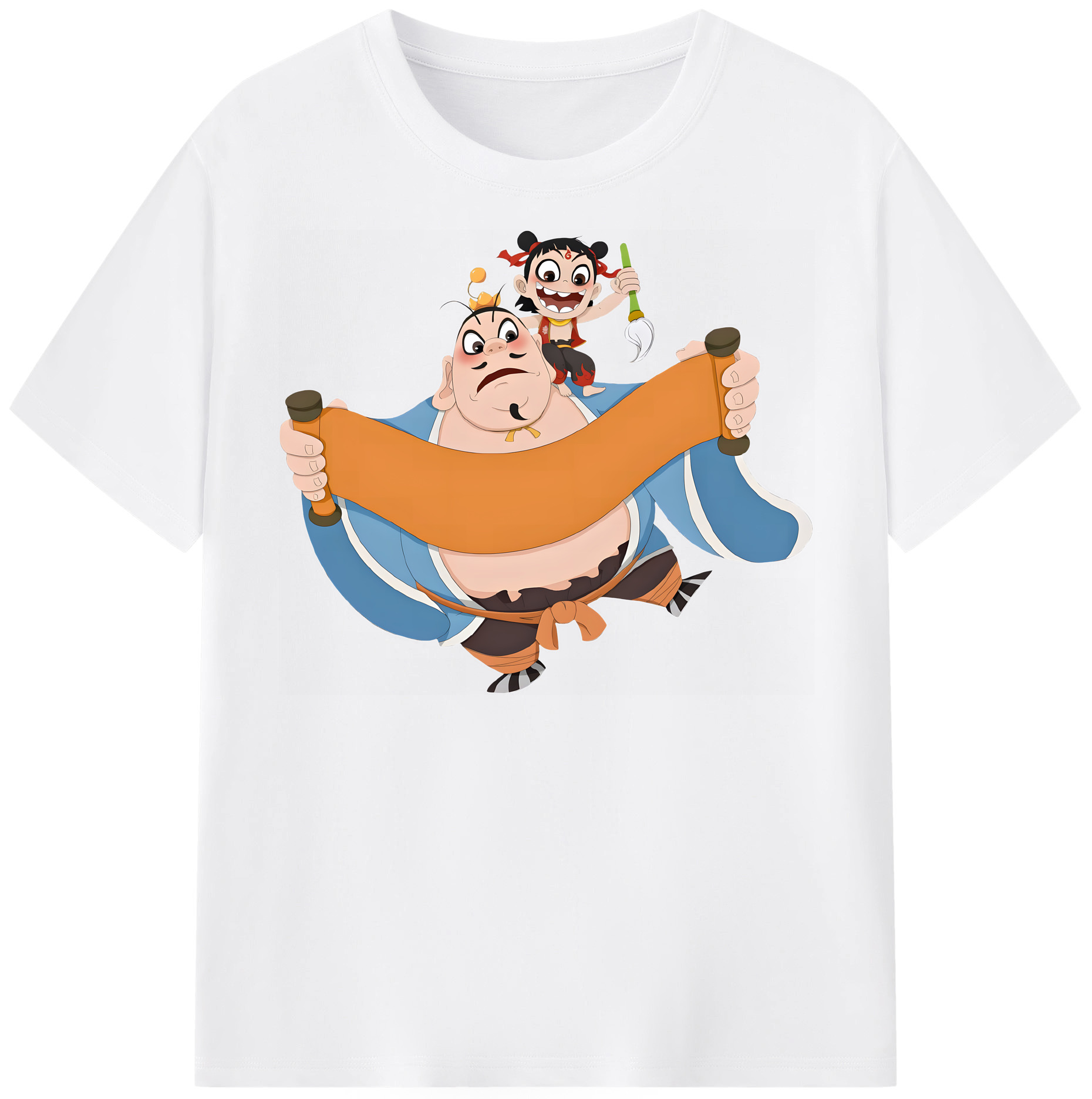 （画像用） Ne Zha 2 ナタ 魔童の大暴れ 綿100％半袖Tシャツ（フロントプリント）