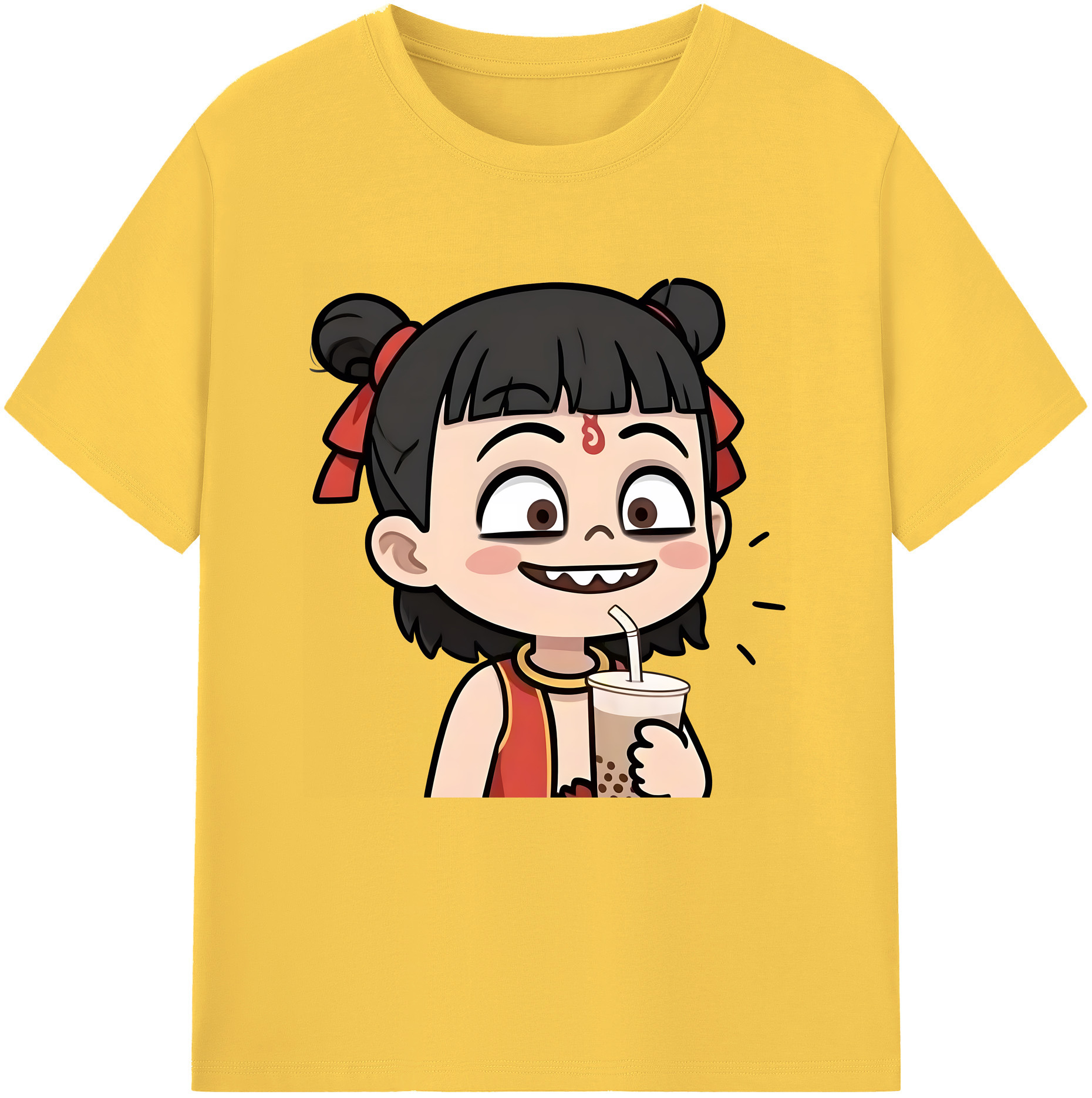 （画像用） Ne Zha 2 ナタ 魔童の大暴れ 綿100％半袖Tシャツ（フロントプリント）