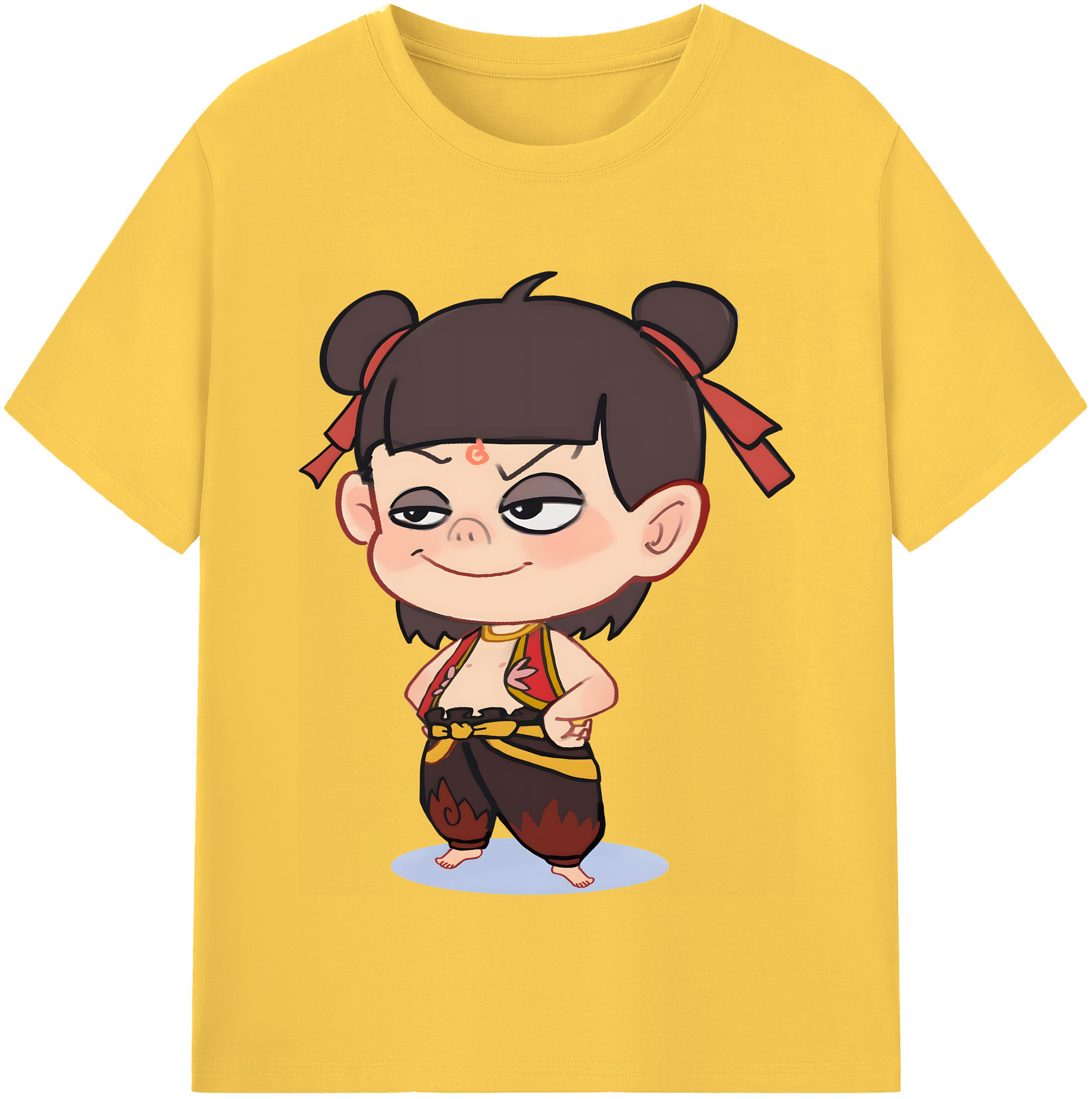 （画像用） Ne Zha 2 ナタ 魔童の大暴れ 綿100％半袖Tシャツ（フロントプリント）