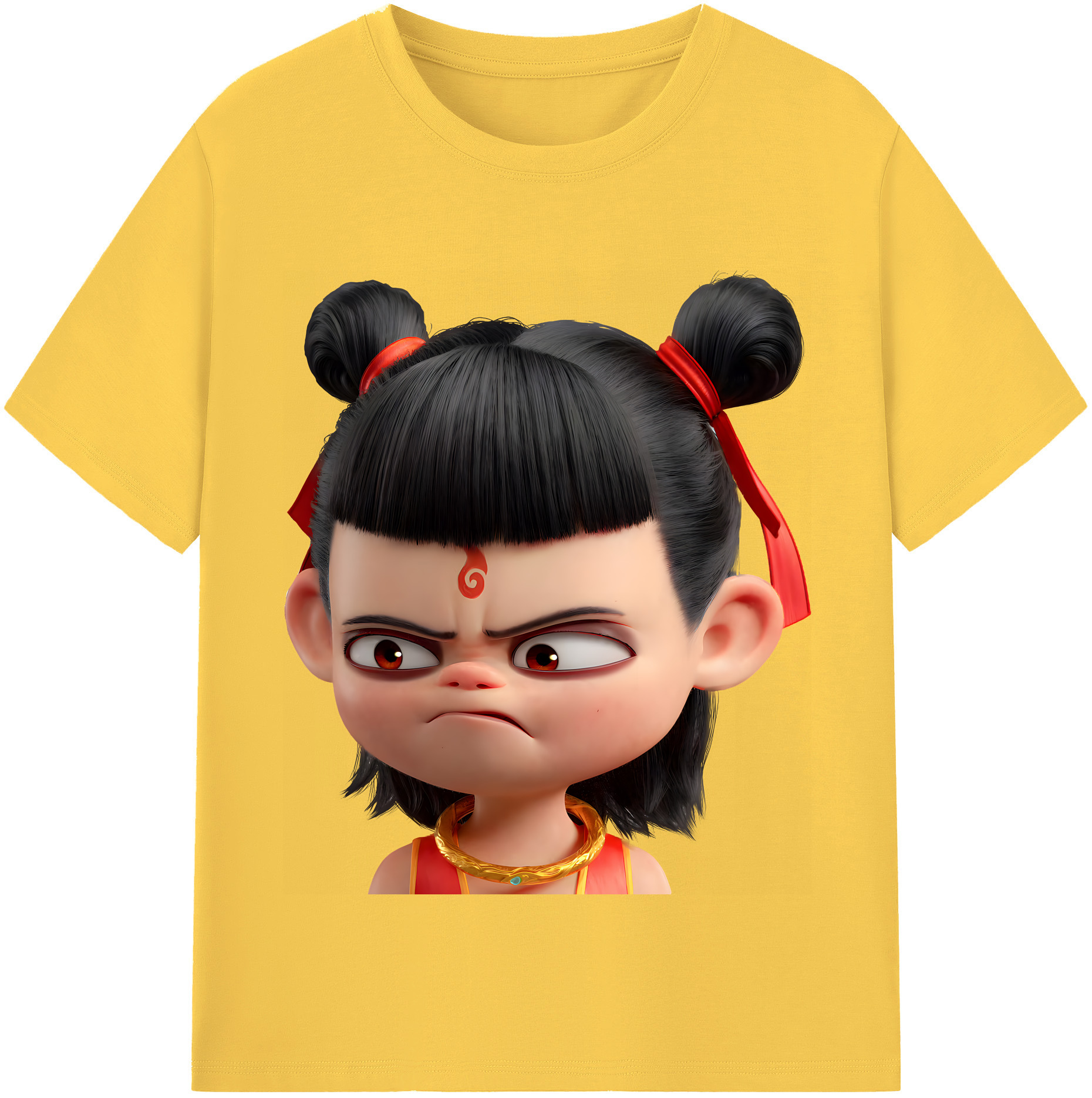 （画像用） Ne Zha 2 ナタ 魔童の大暴れ 綿100％半袖Tシャツ（フロントプリント）