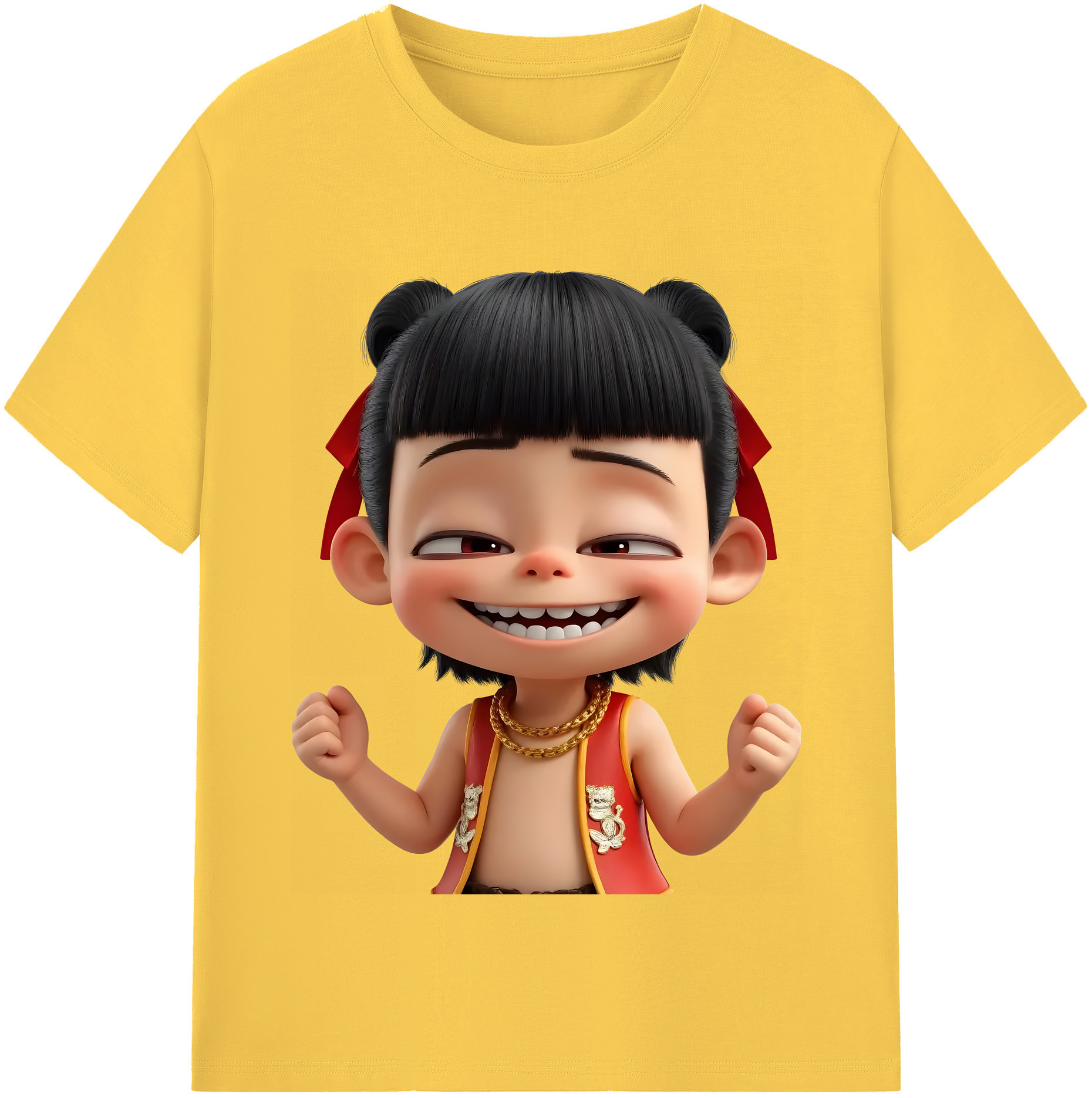 （画像用） Ne Zha 2 ナタ 魔童の大暴れ 綿100％半袖Tシャツ（フロントプリント）