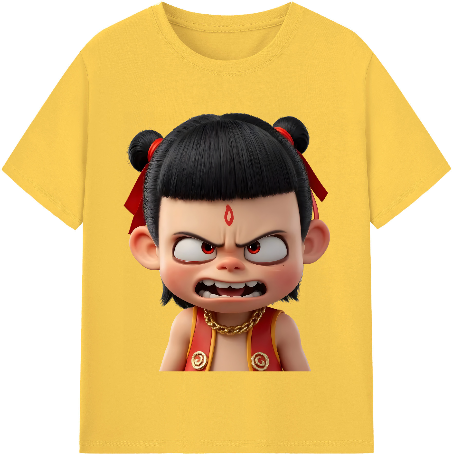 （画像用） Ne Zha 2 ナタ 魔童の大暴れ 綿100％半袖Tシャツ（フロントプリント）