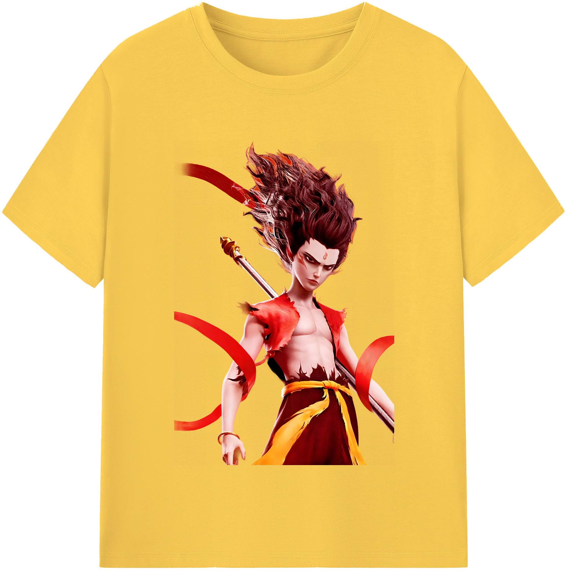 （画像用） Ne Zha 2 ナタ 魔童の大暴れ 綿100％半袖Tシャツ（フロントプリント）