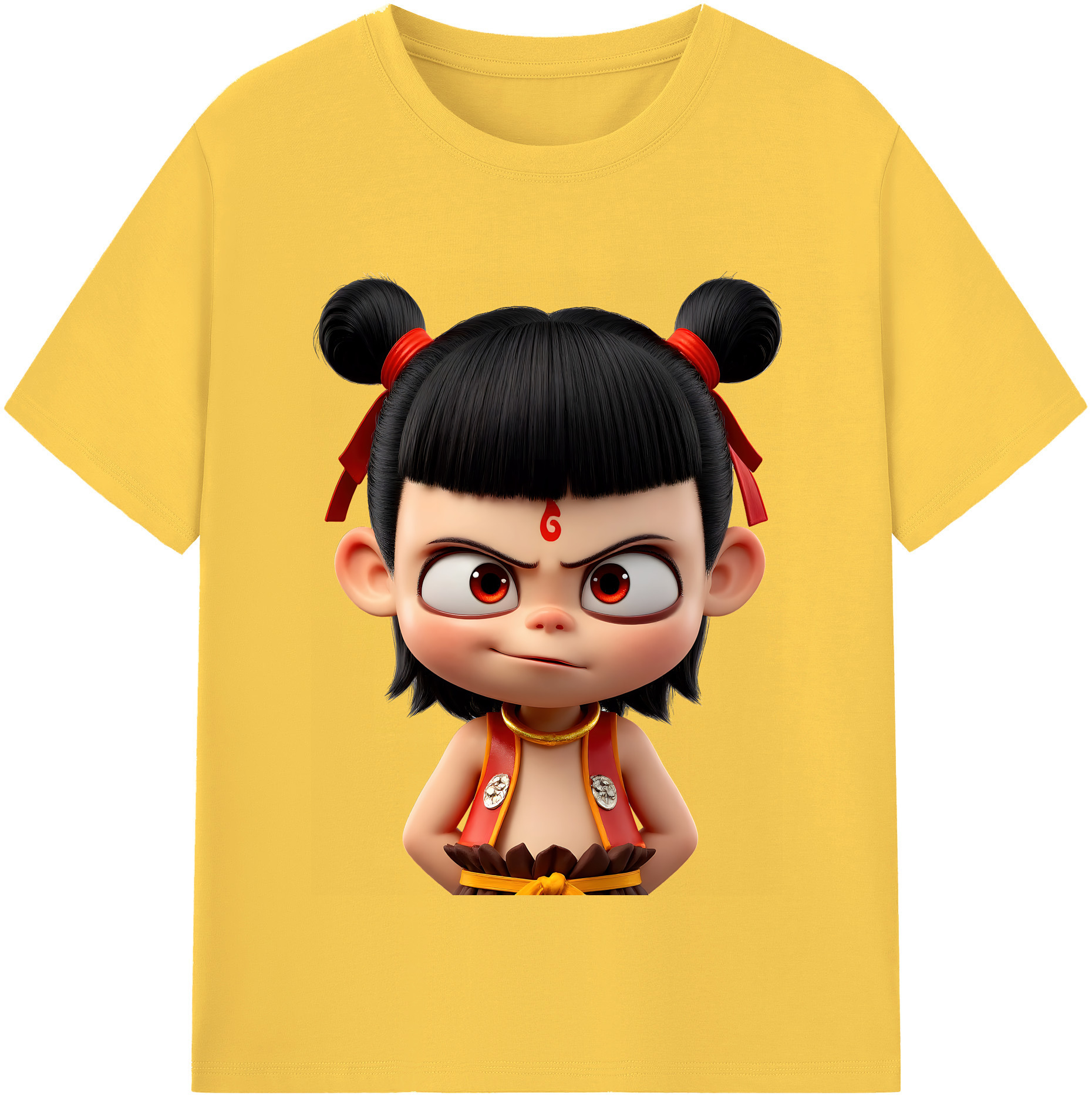 （画像用） Ne Zha 2 ナタ 魔童の大暴れ 綿100％半袖Tシャツ（フロントプリント）