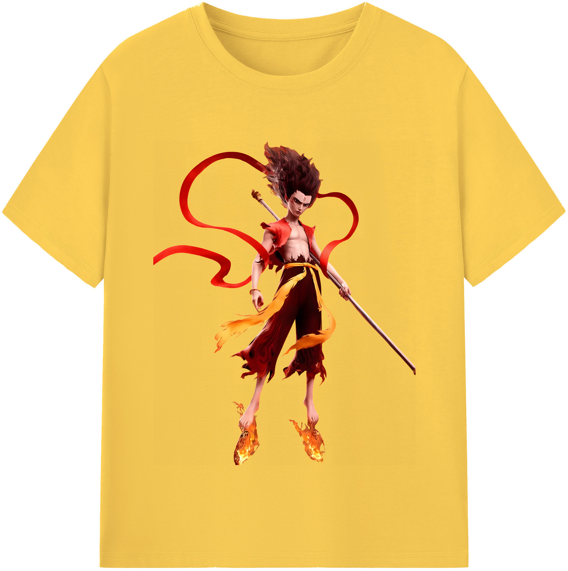 （画像用） Ne Zha 2 ナタ 魔童の大暴れ 綿100％半袖Tシャツ（フロントプリント）