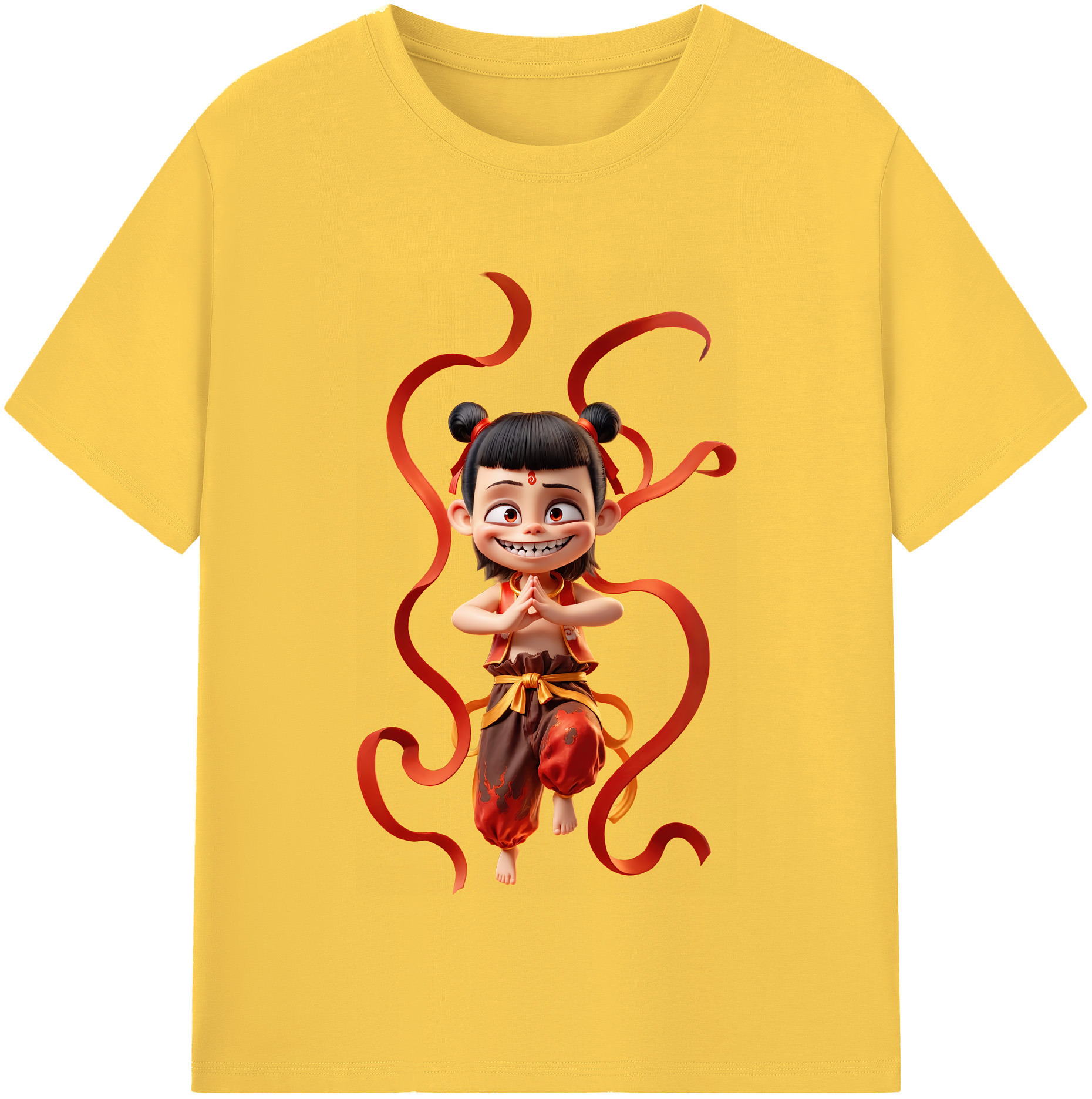 （画像用） Ne Zha 2 ナタ 魔童の大暴れ 綿100％半袖Tシャツ（フロントプリント）