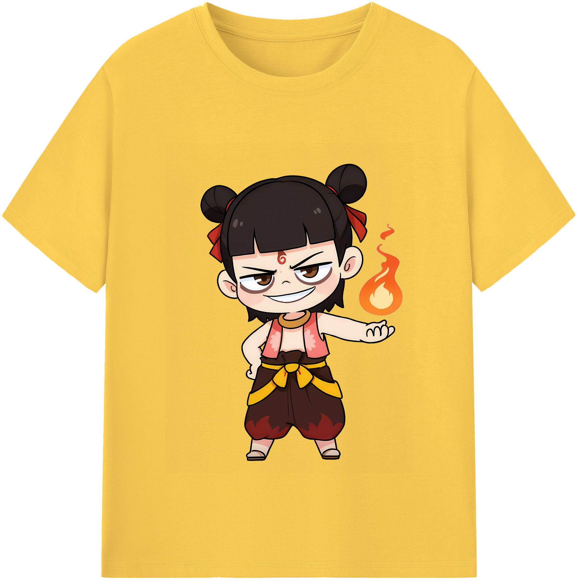 （画像用） Ne Zha 2 ナタ 魔童の大暴れ 綿100％半袖Tシャツ（フロントプリント）