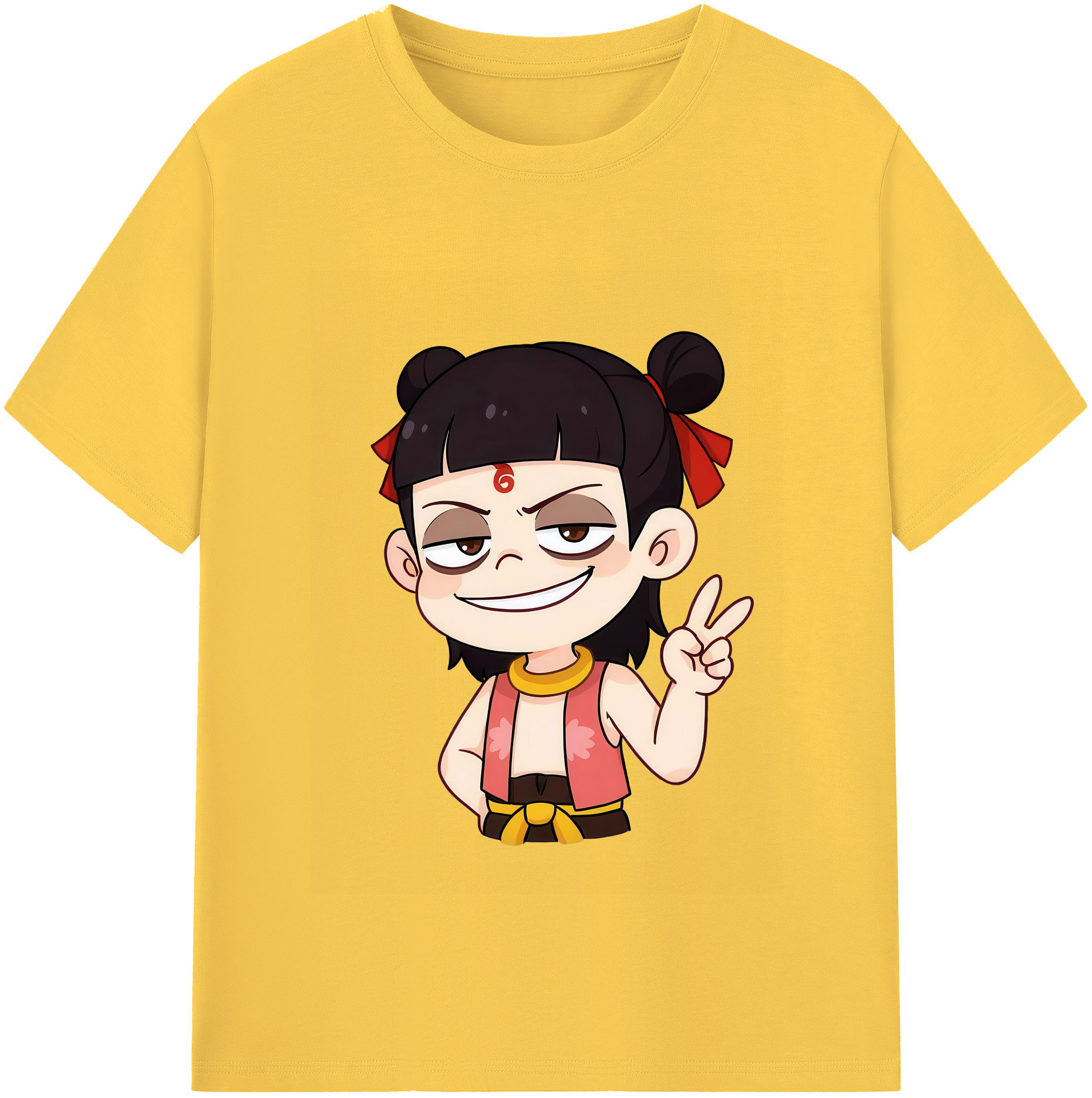 （画像用） Ne Zha 2 ナタ 魔童の大暴れ 綿100％半袖Tシャツ（フロントプリント）