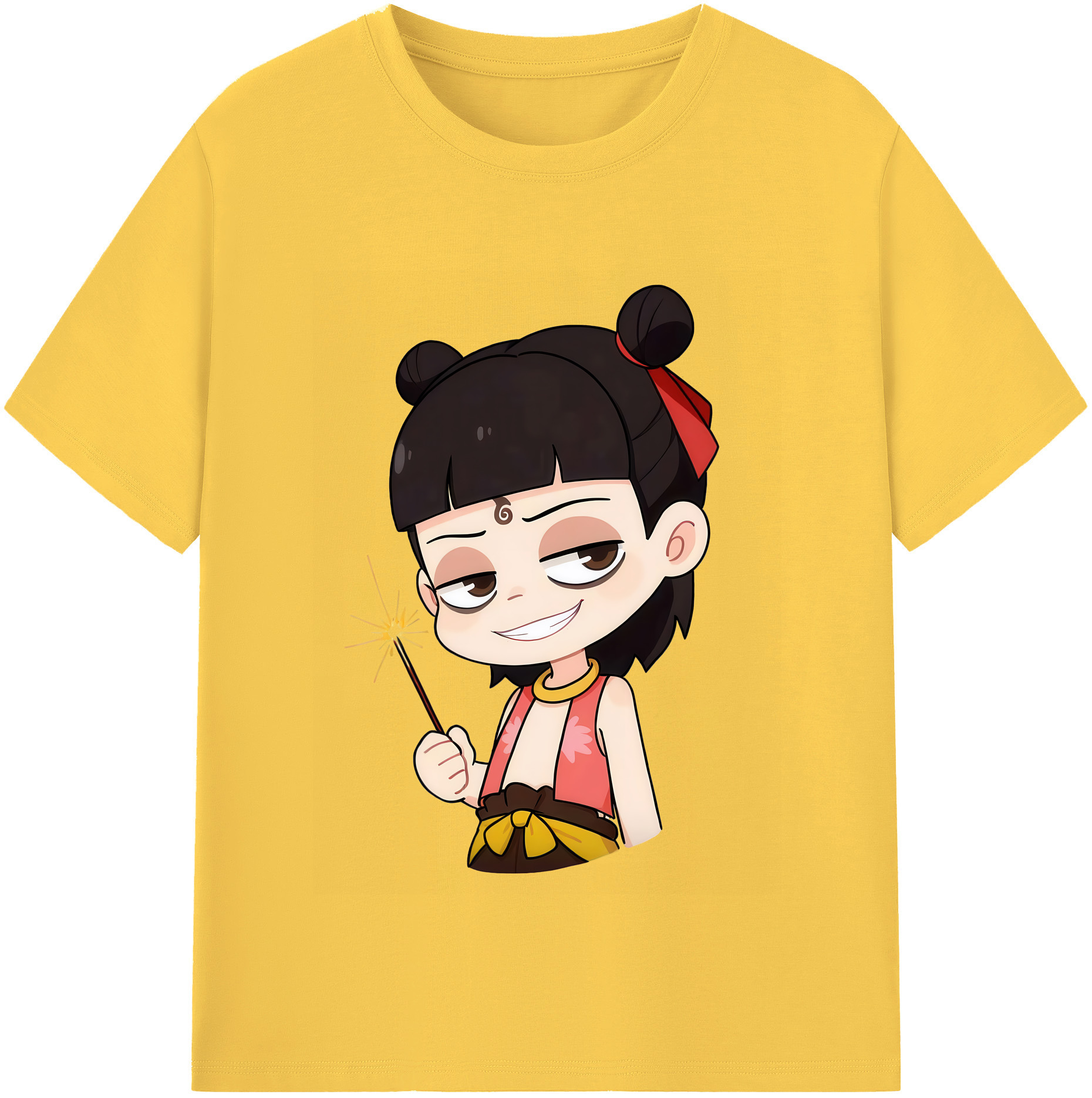（画像用） Ne Zha 2 ナタ 魔童の大暴れ 綿100％半袖Tシャツ（フロントプリント）