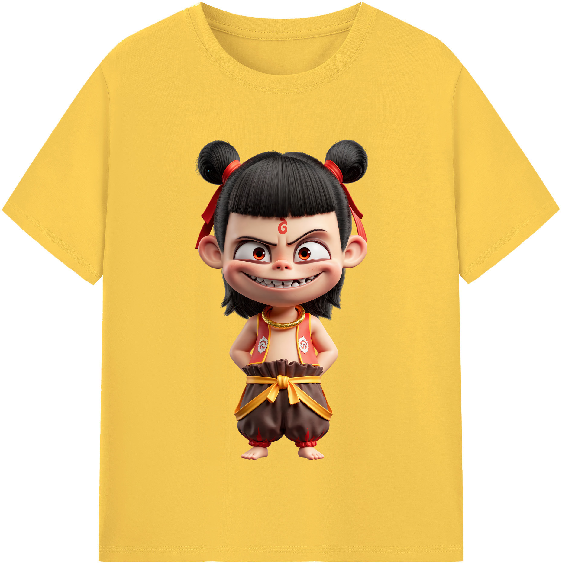 （画像用） Ne Zha 2 ナタ 魔童の大暴れ 綿100％半袖Tシャツ（フロントプリント）