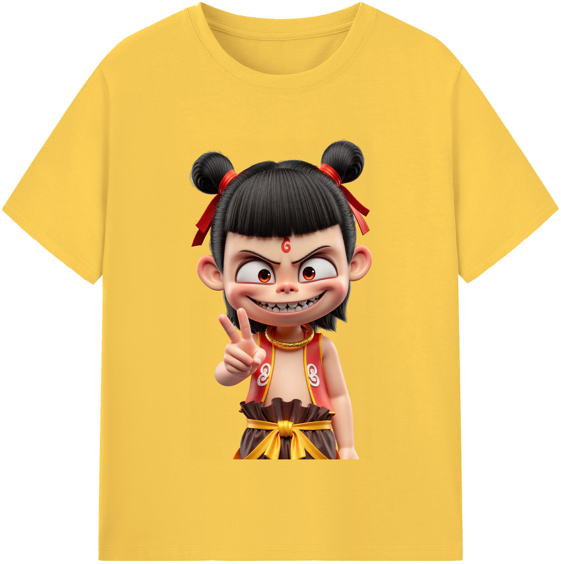 （画像用） Ne Zha 2 ナタ 魔童の大暴れ 綿100％半袖Tシャツ（フロントプリント）
