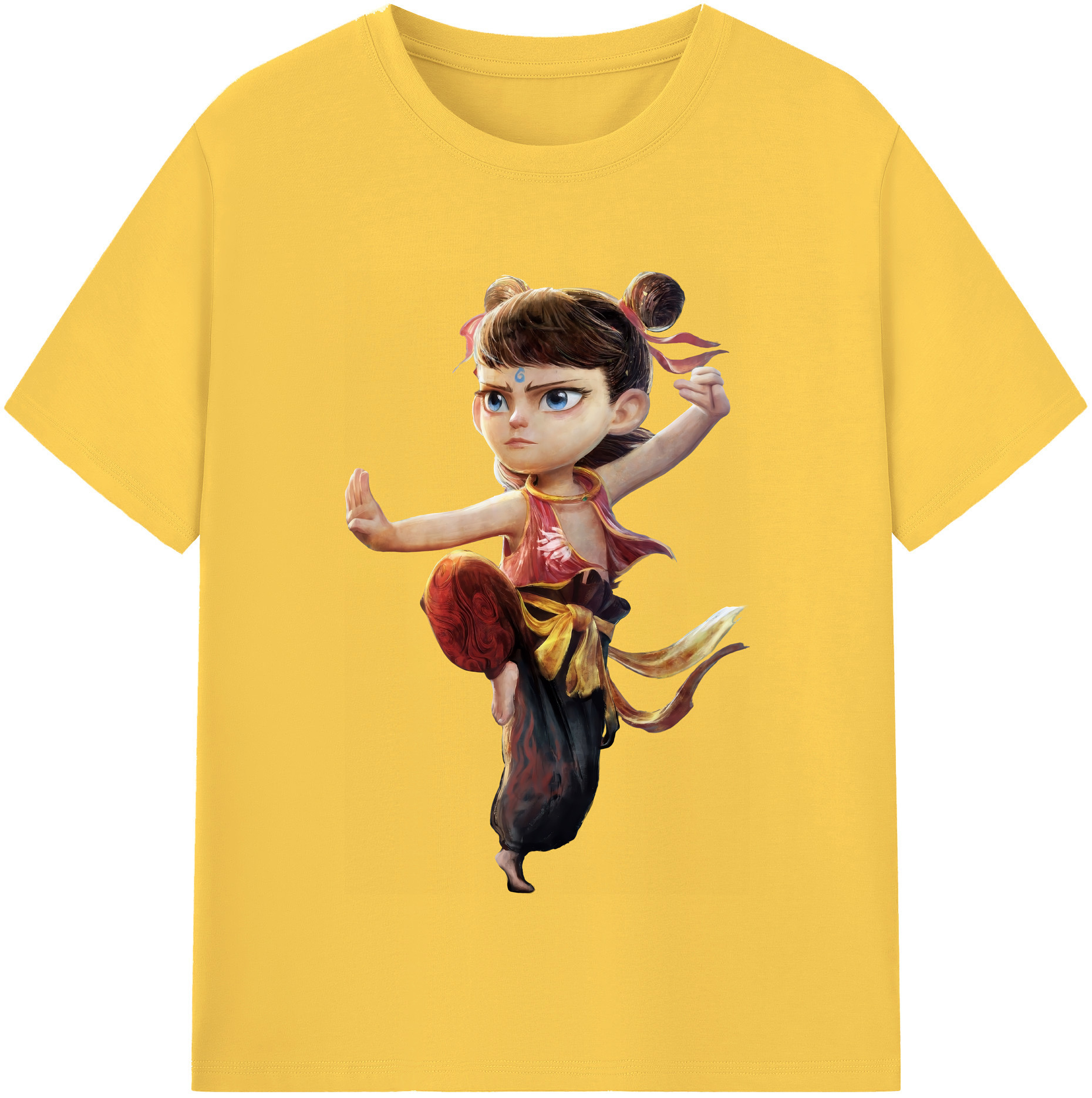 （画像用） Ne Zha 2 ナタ 魔童の大暴れ 綿100％半袖Tシャツ（フロントプリント）