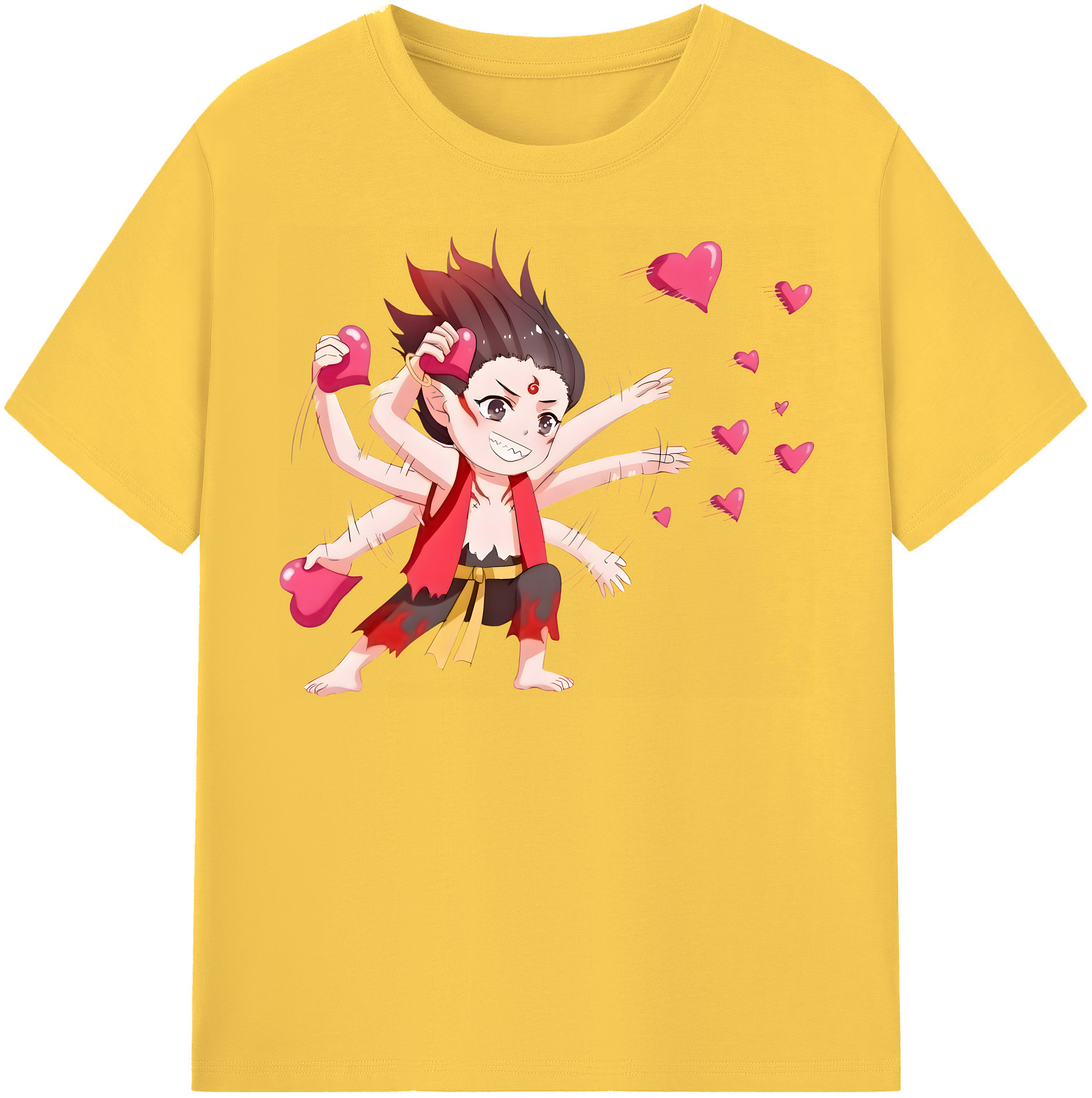 （画像用） Ne Zha 2 ナタ 魔童の大暴れ 綿100％半袖Tシャツ（フロントプリント）