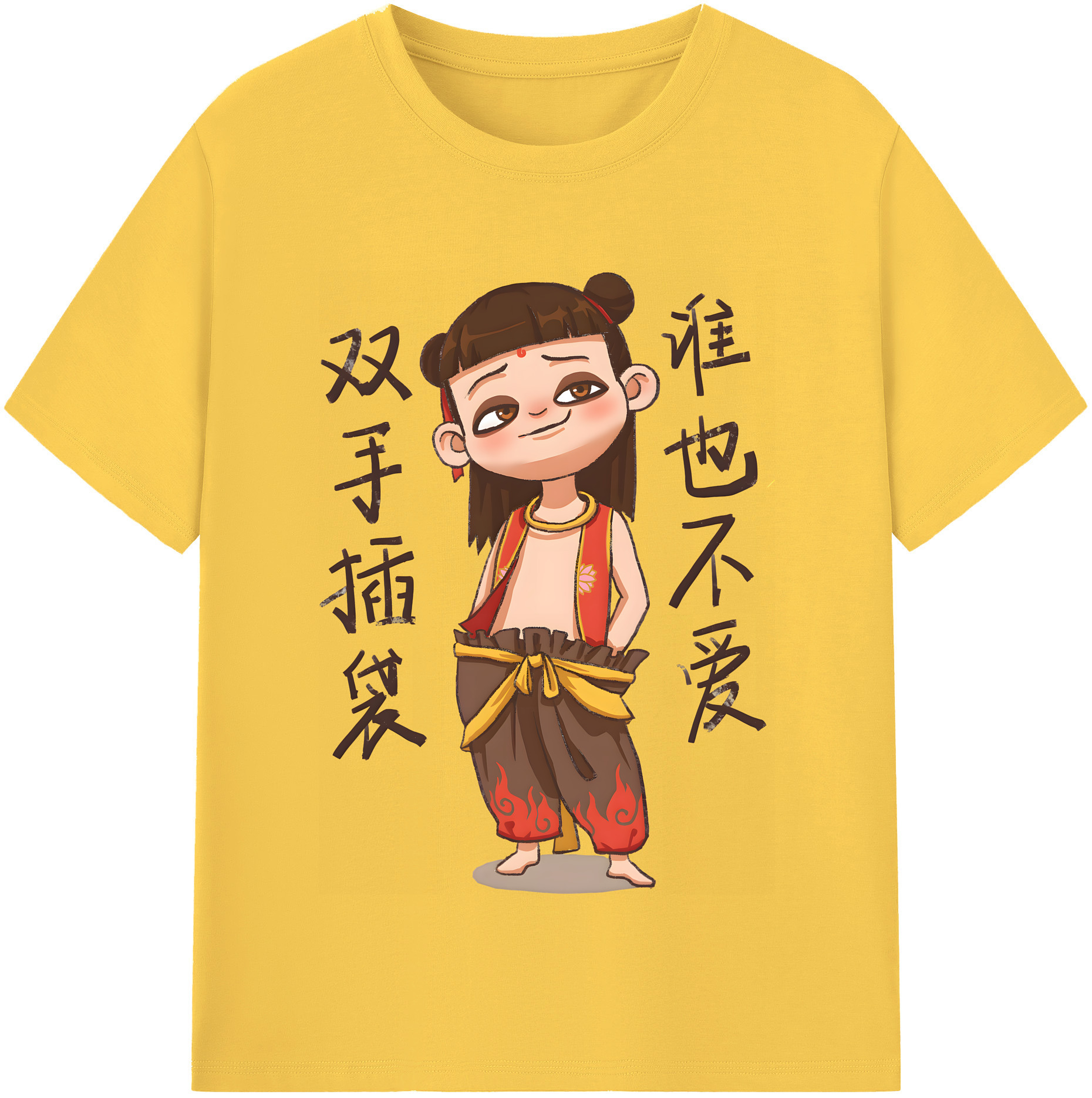 （画像用） Ne Zha 2 ナタ 魔童の大暴れ 綿100％半袖Tシャツ（フロントプリント）